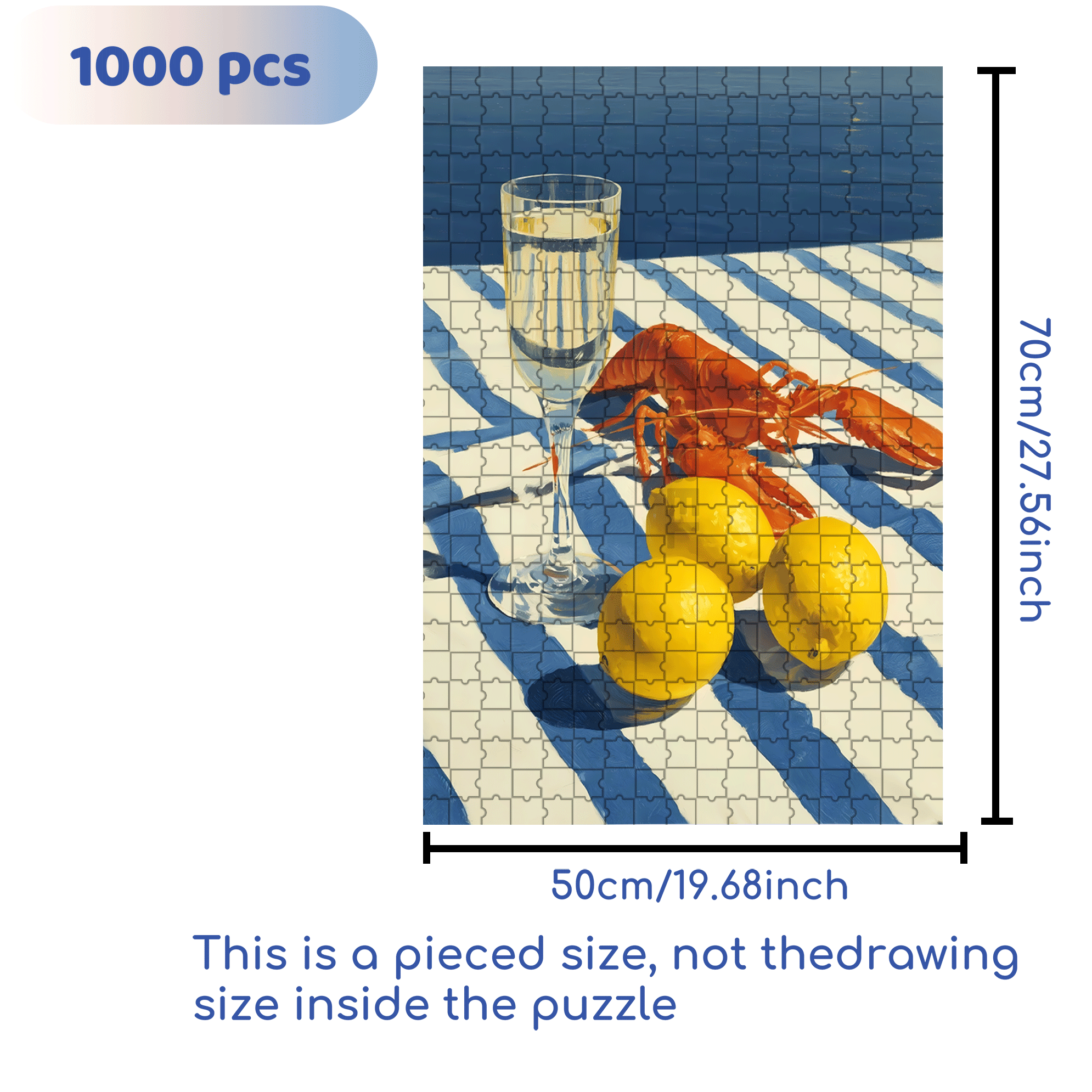 Lobster and Lemon 500pcs/1000pcs Jigsaw Puzzle, Scratch-Resistant, Interactive Family Game & Brain-Boosting DIY Decor, Perfect for Halloween, Christmas & New Year Gifts, Family Puzzle Game