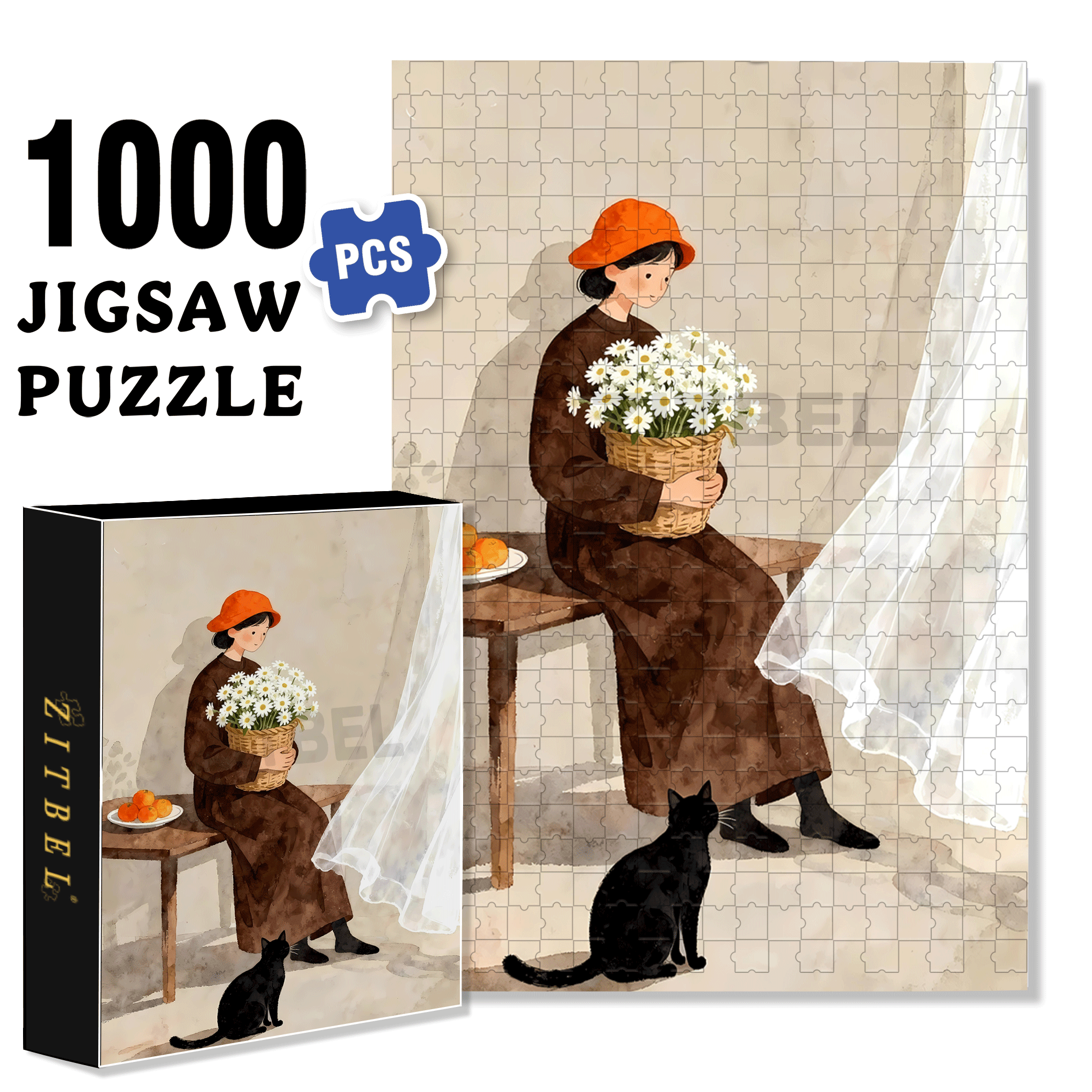 Love of Little Daisy 500pcs/1000pcs Jigsaw Puzzle, Scratch-Resistant, Interactive Family Game & Brain-Boosting DIY Decor, Perfect for Halloween, Christmas & New Year Gifts, Family Puzzle Game