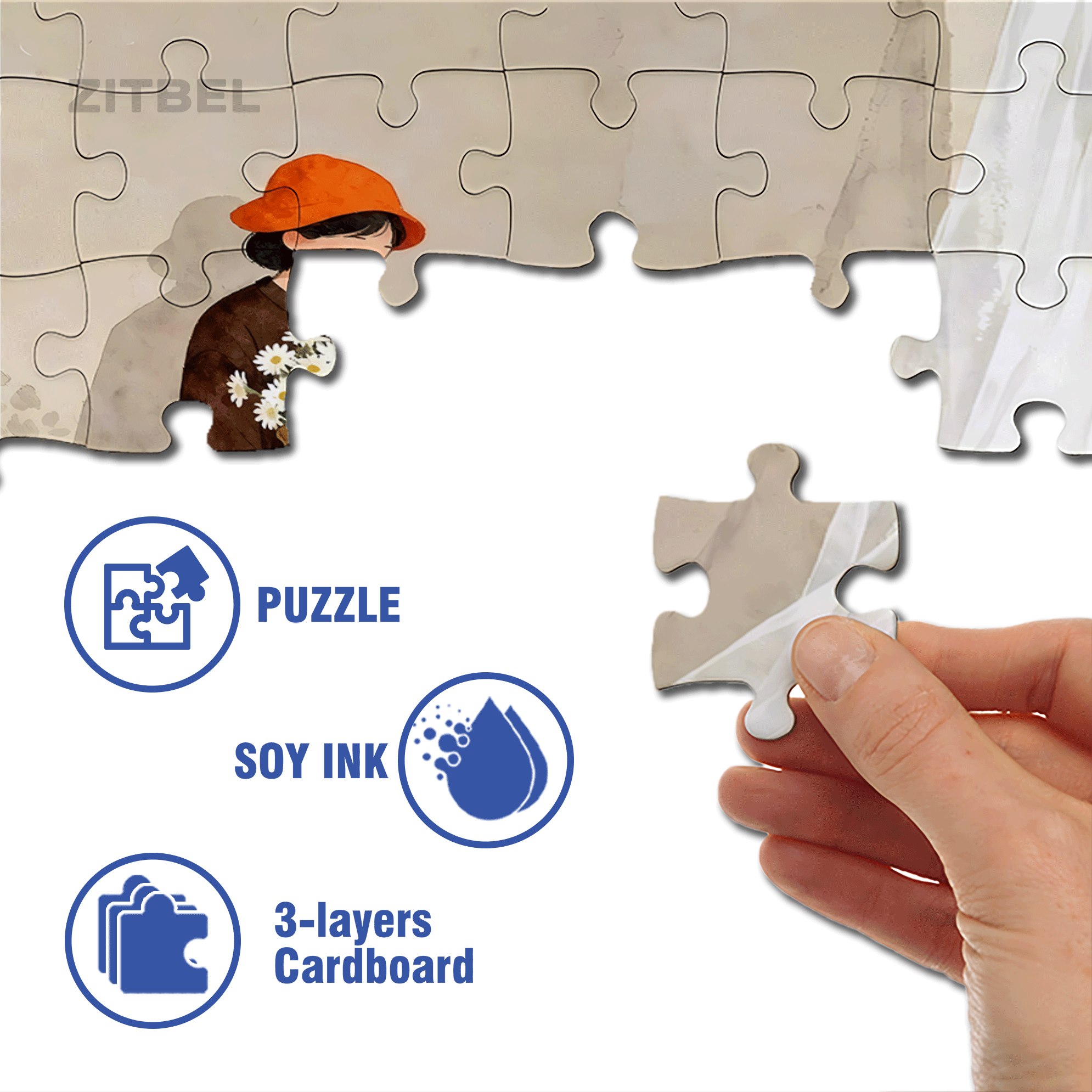 Love of Little Daisy 500pcs/1000pcs Jigsaw Puzzle, Scratch-Resistant, Interactive Family Game & Brain-Boosting DIY Decor, Perfect for Halloween, Christmas & New Year Gifts, Family Puzzle Game