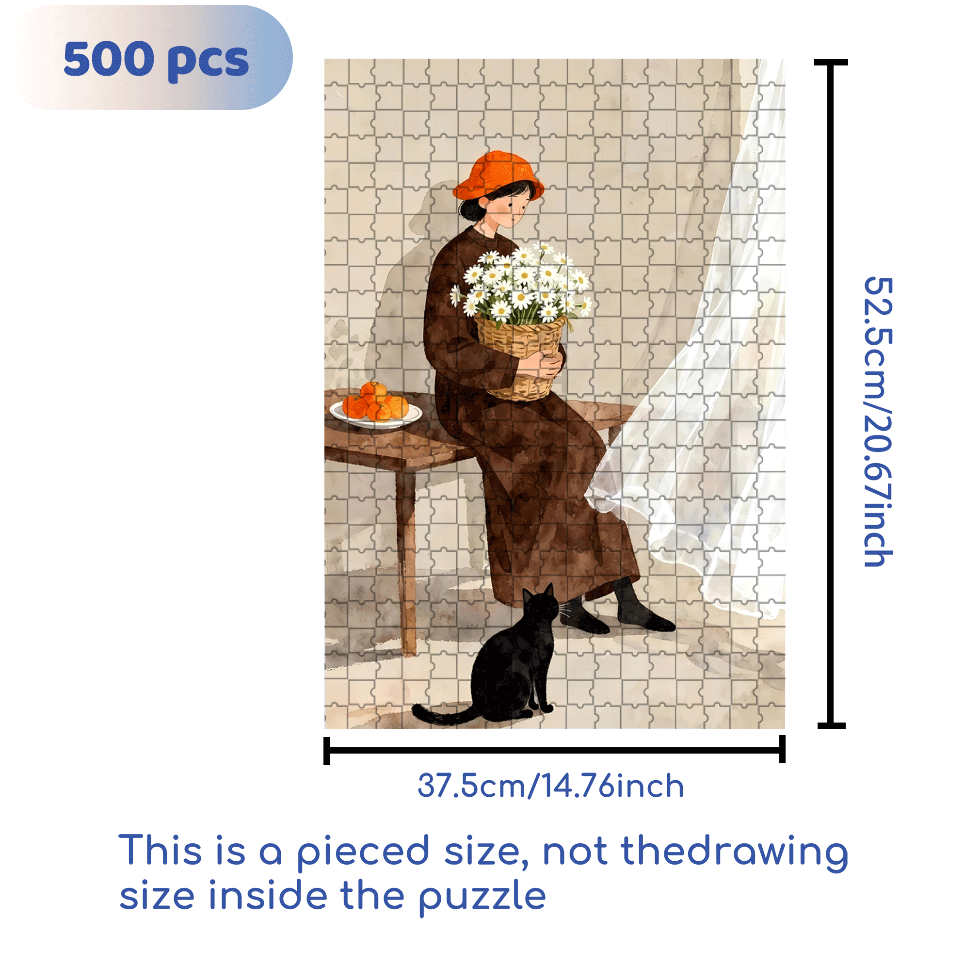 Love of Little Daisy 500pcs/1000pcs Jigsaw Puzzle, Scratch-Resistant, Interactive Family Game & Brain-Boosting DIY Decor, Perfect for Halloween, Christmas & New Year Gifts, Family Puzzle Game