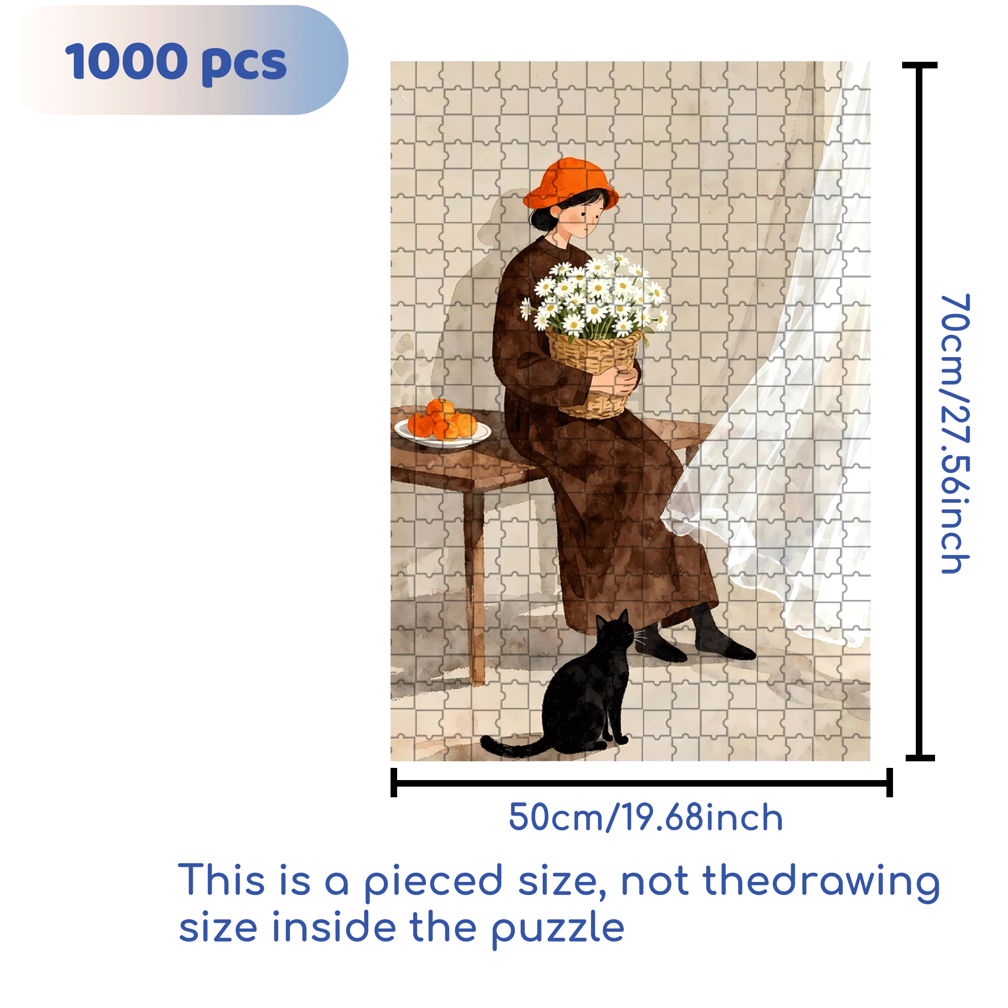 Love of Little Daisy 500pcs/1000pcs Jigsaw Puzzle, Scratch-Resistant, Interactive Family Game & Brain-Boosting DIY Decor, Perfect for Halloween, Christmas & New Year Gifts, Family Puzzle Game