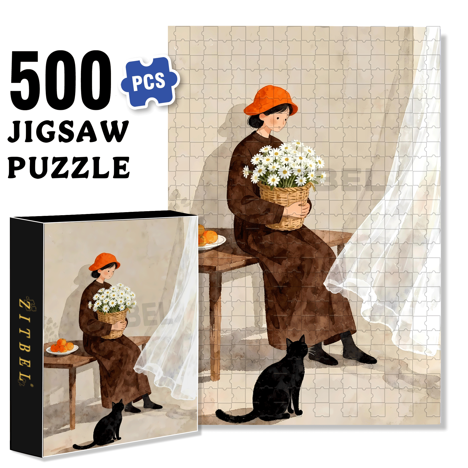 Love of Little Daisy 500pcs/1000pcs Jigsaw Puzzle, Scratch-Resistant, Interactive Family Game & Brain-Boosting DIY Decor, Perfect for Halloween, Christmas & New Year Gifts, Family Puzzle Game