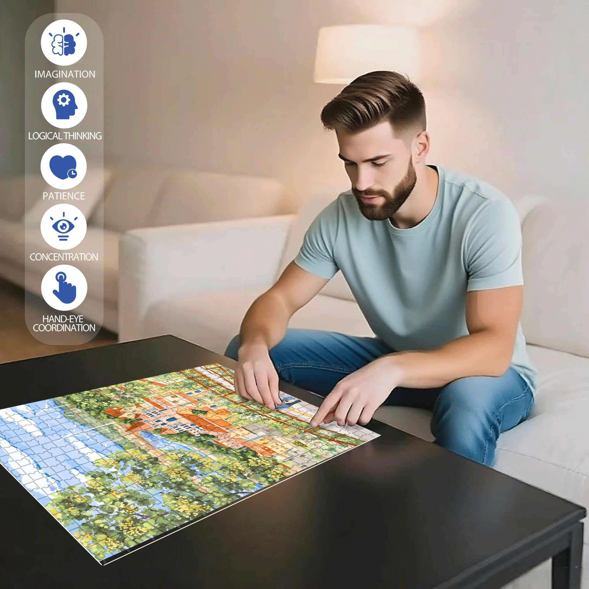 Lovers In The Wind 500pcs/1000pcs Jigsaw Puzzle, Scratch-Resistant, Interactive Family Game & Brain-Boosting DIY Decor, Perfect for Halloween, Christmas & New Year Gifts, Family Puzzle Game