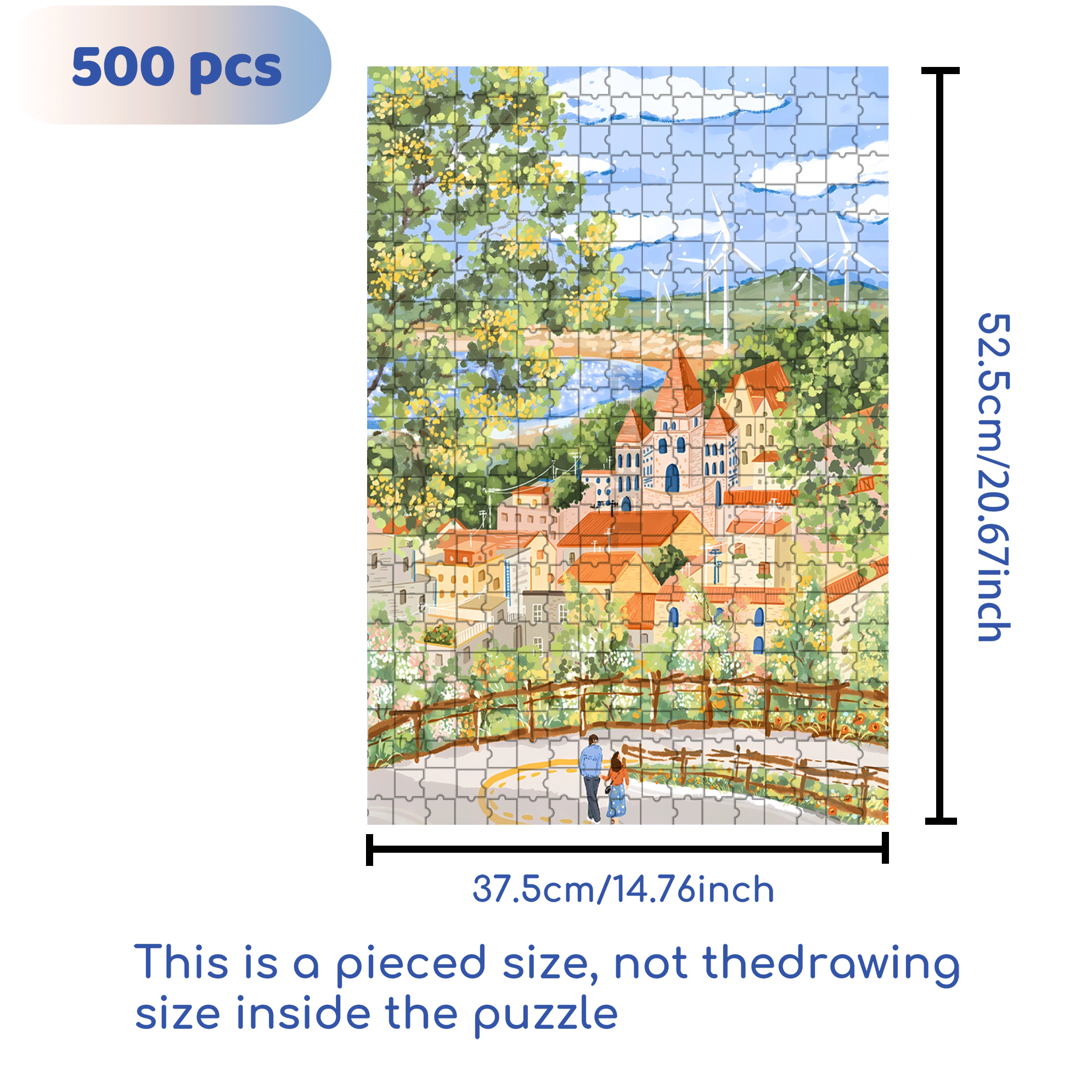 Lovers In The Wind 500pcs/1000pcs Jigsaw Puzzle, Scratch-Resistant, Interactive Family Game & Brain-Boosting DIY Decor, Perfect for Halloween, Christmas & New Year Gifts, Family Puzzle Game