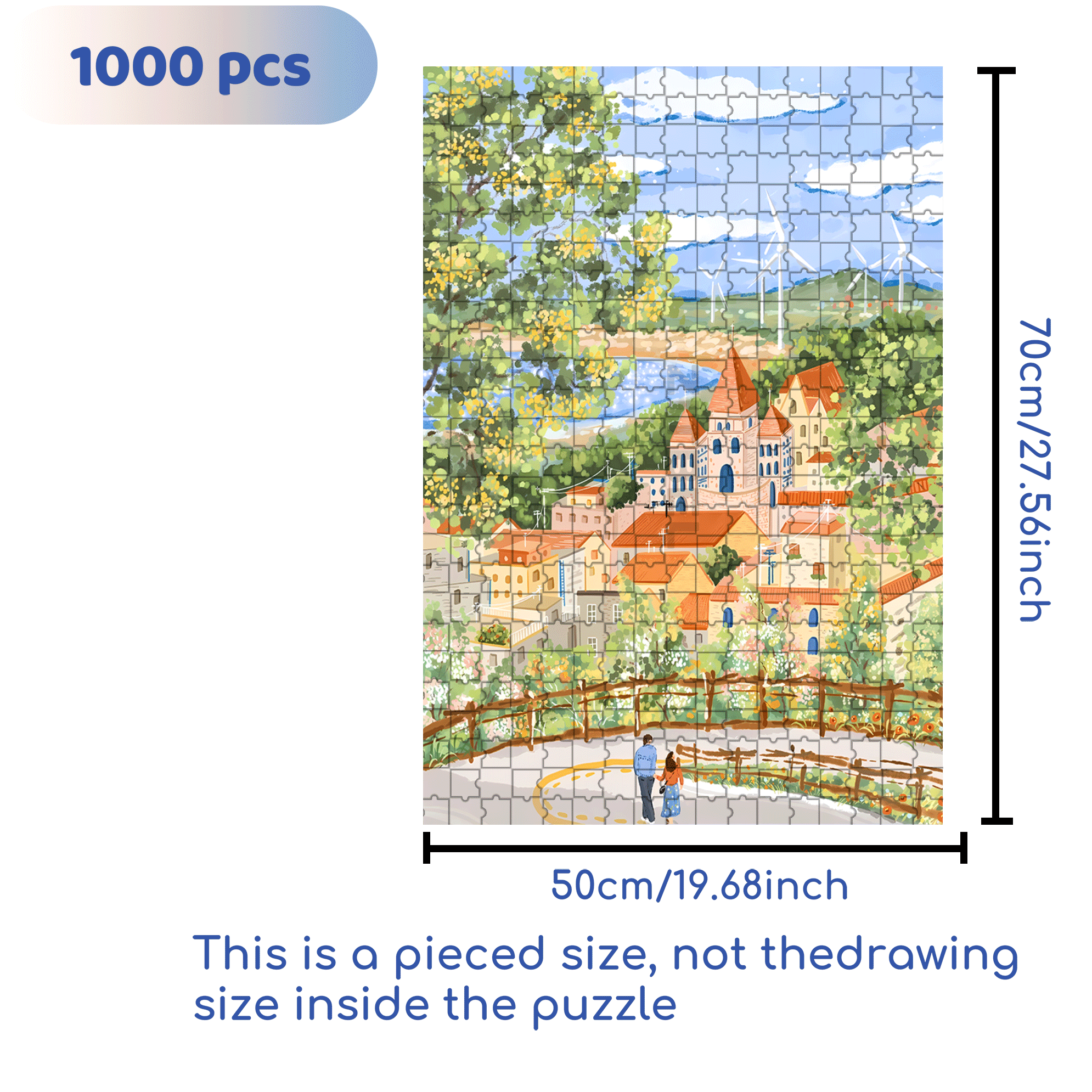 Lovers In The Wind 500pcs/1000pcs Jigsaw Puzzle, Scratch-Resistant, Interactive Family Game & Brain-Boosting DIY Decor, Perfect for Halloween, Christmas & New Year Gifts, Family Puzzle Game