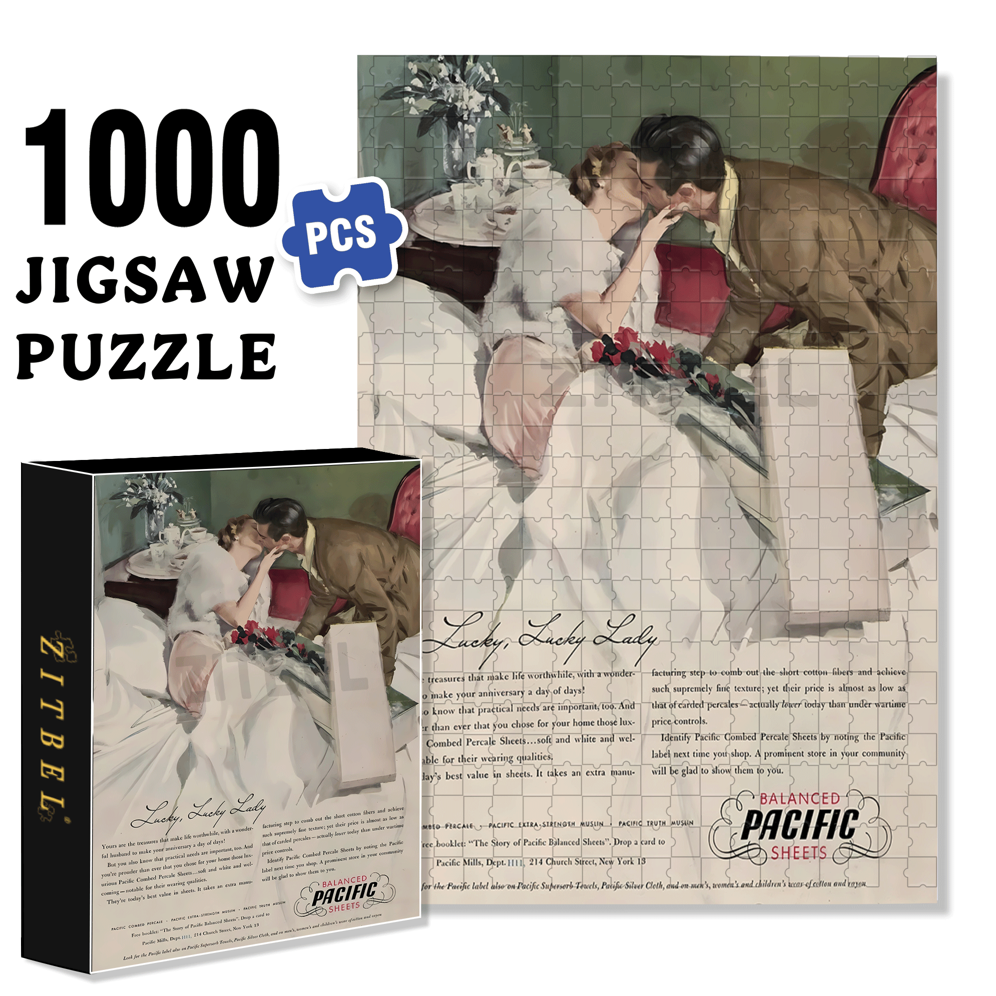 Lucky Lady 500pcs/1000pcs Jigsaw Puzzle, Scratch-Resistant, Interactive Family Game & Brain-Boosting DIY Decor, Perfect for Halloween, Christmas & New Year Gifts, Family Puzzle Game