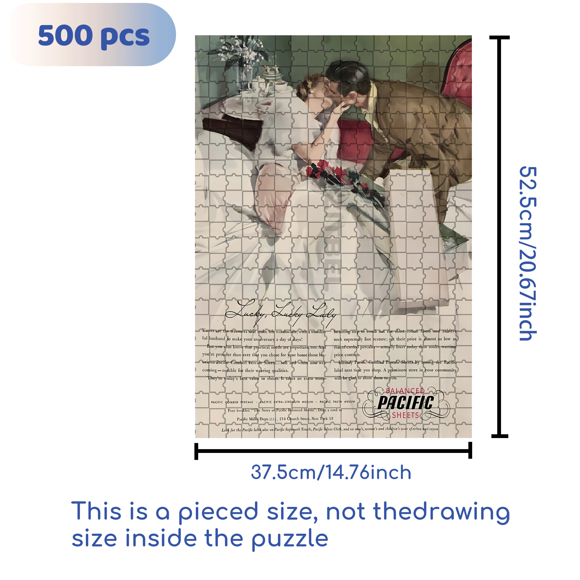Lucky Lady 500pcs/1000pcs Jigsaw Puzzle, Scratch-Resistant, Interactive Family Game & Brain-Boosting DIY Decor, Perfect for Halloween, Christmas & New Year Gifts, Family Puzzle Game