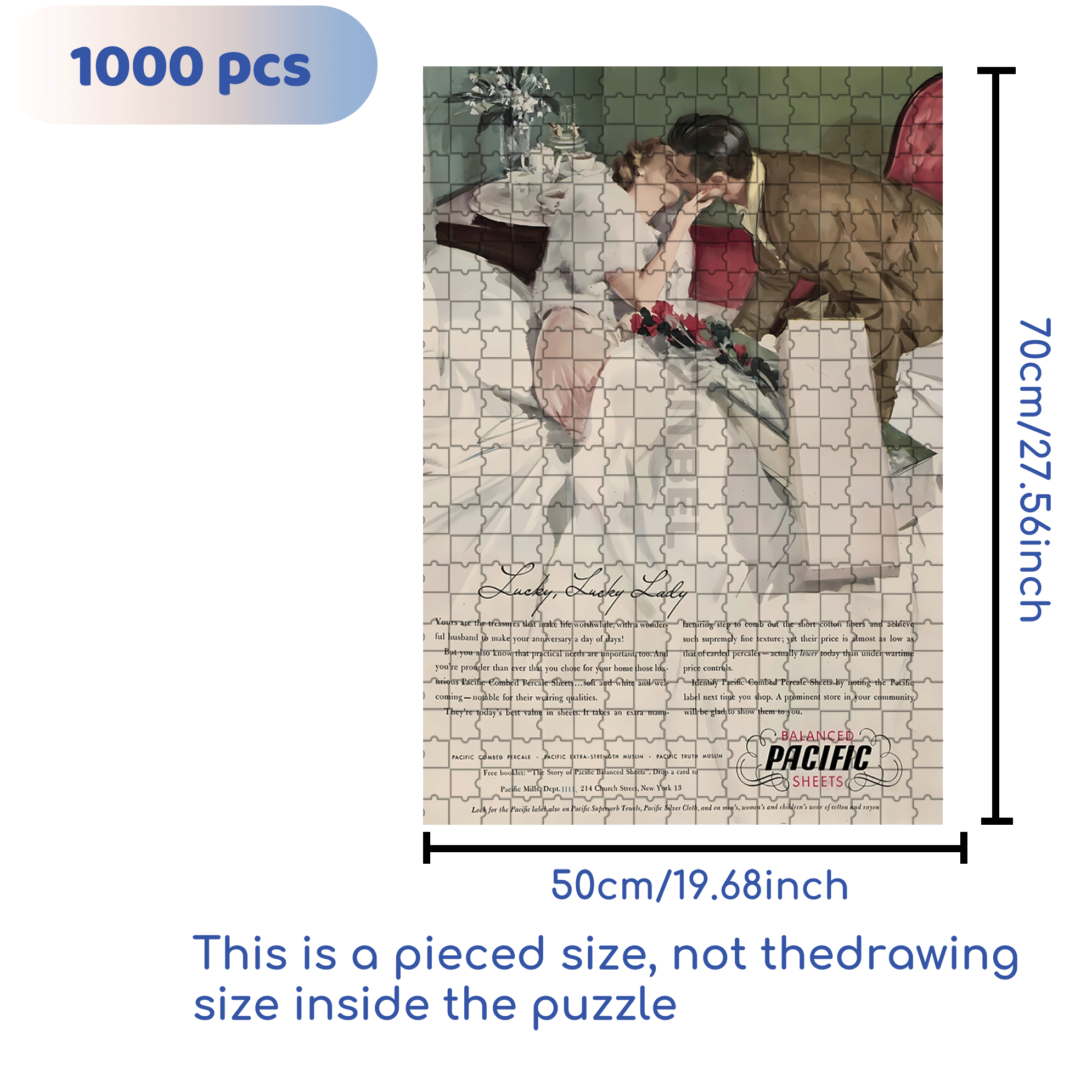 Lucky Lady 500pcs/1000pcs Jigsaw Puzzle, Scratch-Resistant, Interactive Family Game & Brain-Boosting DIY Decor, Perfect for Halloween, Christmas & New Year Gifts, Family Puzzle Game