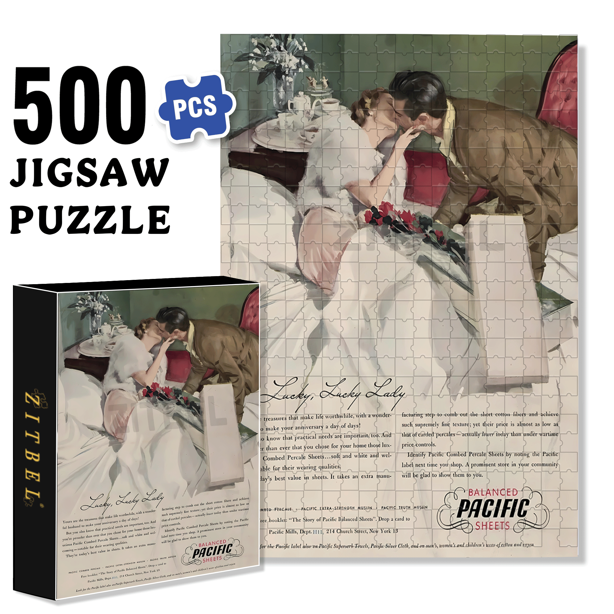 Lucky Lady 500pcs/1000pcs Jigsaw Puzzle, Scratch-Resistant, Interactive Family Game & Brain-Boosting DIY Decor, Perfect for Halloween, Christmas & New Year Gifts, Family Puzzle Game