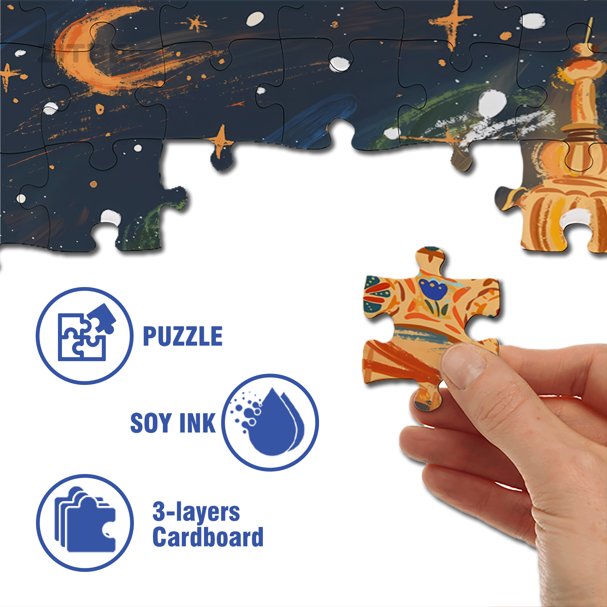 Moonlit Carousel 500pcs/1000pcs Jigsaw Puzzle, Scratch-Resistant, Interactive Family Game & Brain-Boosting DIY Decor, Perfect for Halloween, Christmas & New Year Gifts, Family Puzzle Game