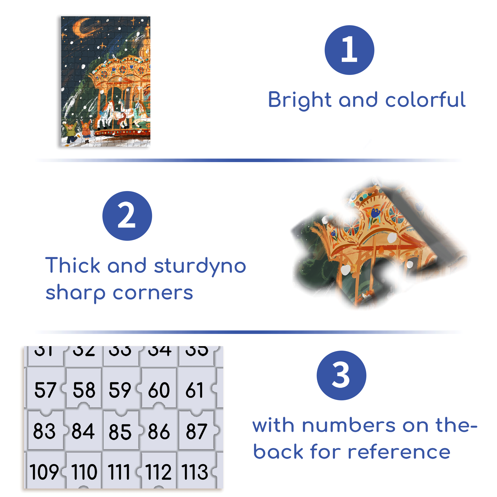 Moonlit Carousel 500pcs/1000pcs Jigsaw Puzzle, Scratch-Resistant, Interactive Family Game & Brain-Boosting DIY Decor, Perfect for Halloween, Christmas & New Year Gifts, Family Puzzle Game