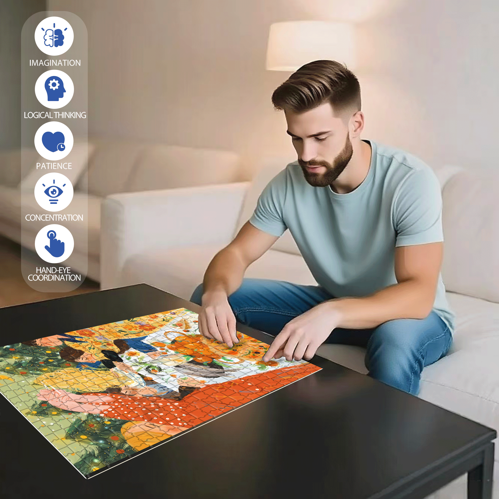 Nice Pasta 500pcs/1000pcs Jigsaw Puzzle, Scratch-Resistant, Interactive Family Game & Brain-Boosting DIY Decor, Perfect for Halloween, Christmas & New Year Gifts, Family Puzzle Game