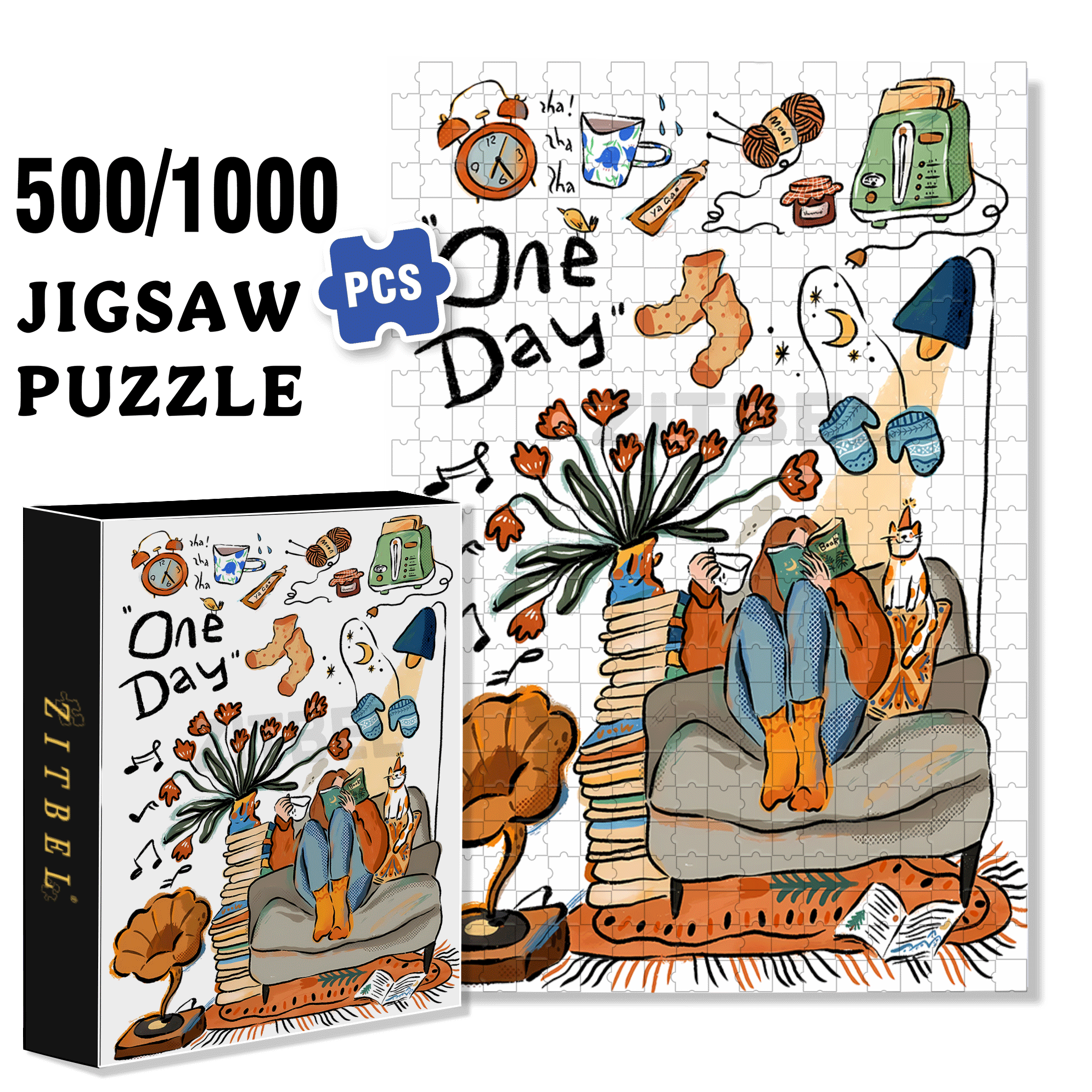 That Day 500pcs/1000pcs Jigsaw Puzzle, Scratch-Resistant, Interactive Family Game & Brain-Boosting DIY Decor, Perfect for Halloween, Christmas & New Year Gifts, Family Puzzle Game