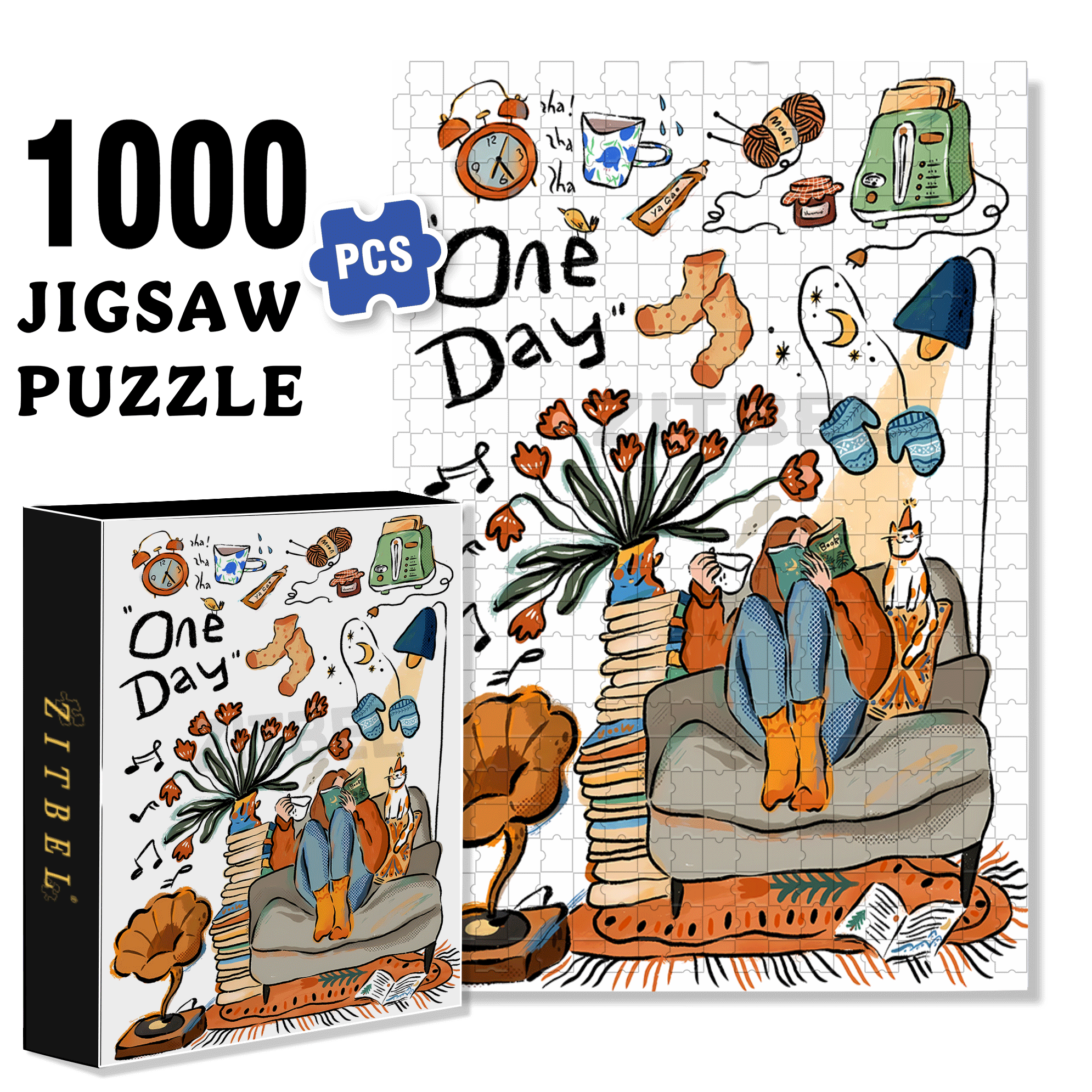That Day 500pcs/1000pcs Jigsaw Puzzle, Scratch-Resistant, Interactive Family Game & Brain-Boosting DIY Decor, Perfect for Halloween, Christmas & New Year Gifts, Family Puzzle Game