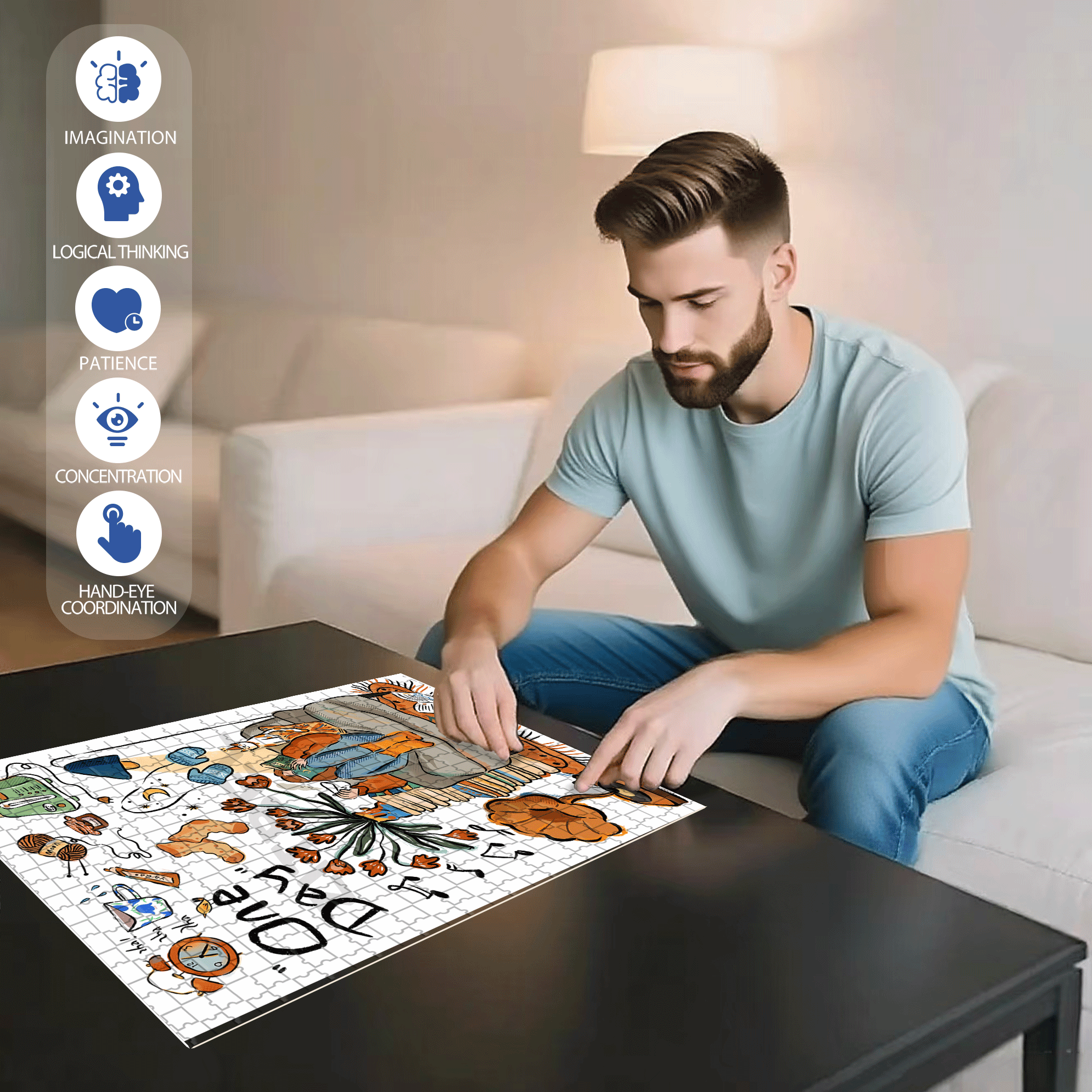 That Day 500pcs/1000pcs Jigsaw Puzzle, Scratch-Resistant, Interactive Family Game & Brain-Boosting DIY Decor, Perfect for Halloween, Christmas & New Year Gifts, Family Puzzle Game