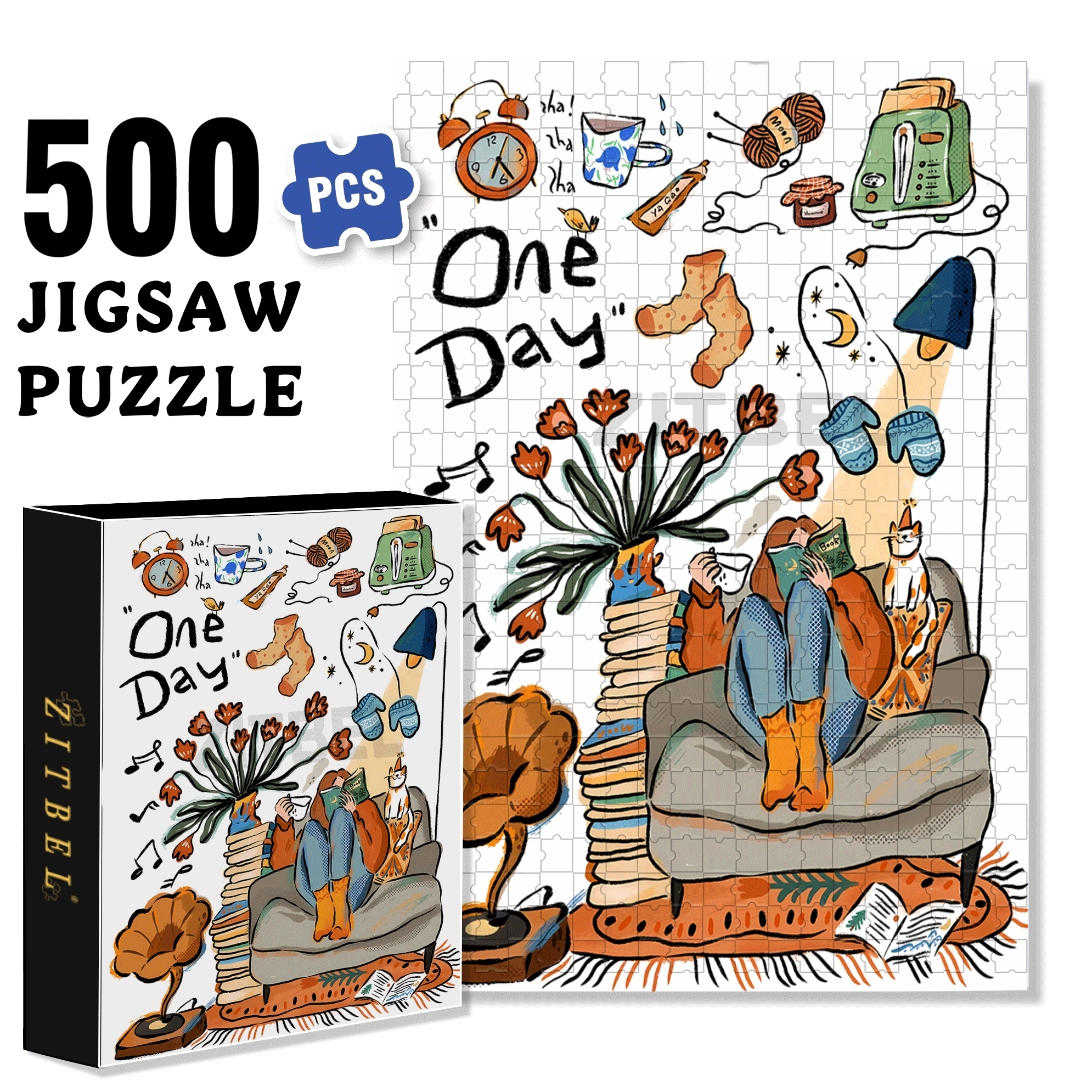 That Day 500pcs/1000pcs Jigsaw Puzzle, Scratch-Resistant, Interactive Family Game & Brain-Boosting DIY Decor, Perfect for Halloween, Christmas & New Year Gifts, Family Puzzle Game