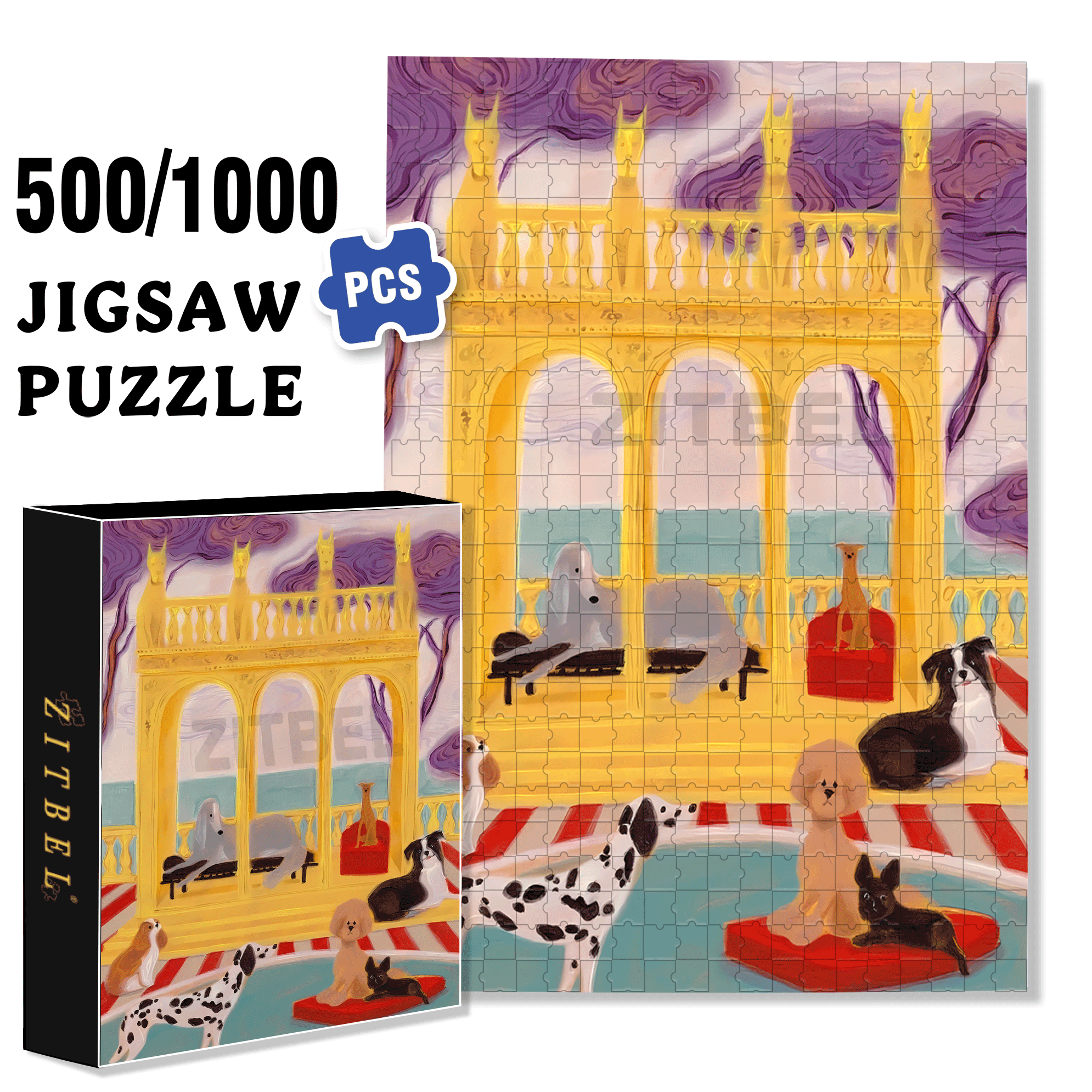 Pet Hotel 500pcs/1000pcs Jigsaw Puzzle, Scratch-Resistant, Interactive Family Game & Brain-Boosting DIY Decor, Perfect for Halloween, Christmas & New Year Gifts, Family Puzzle Game