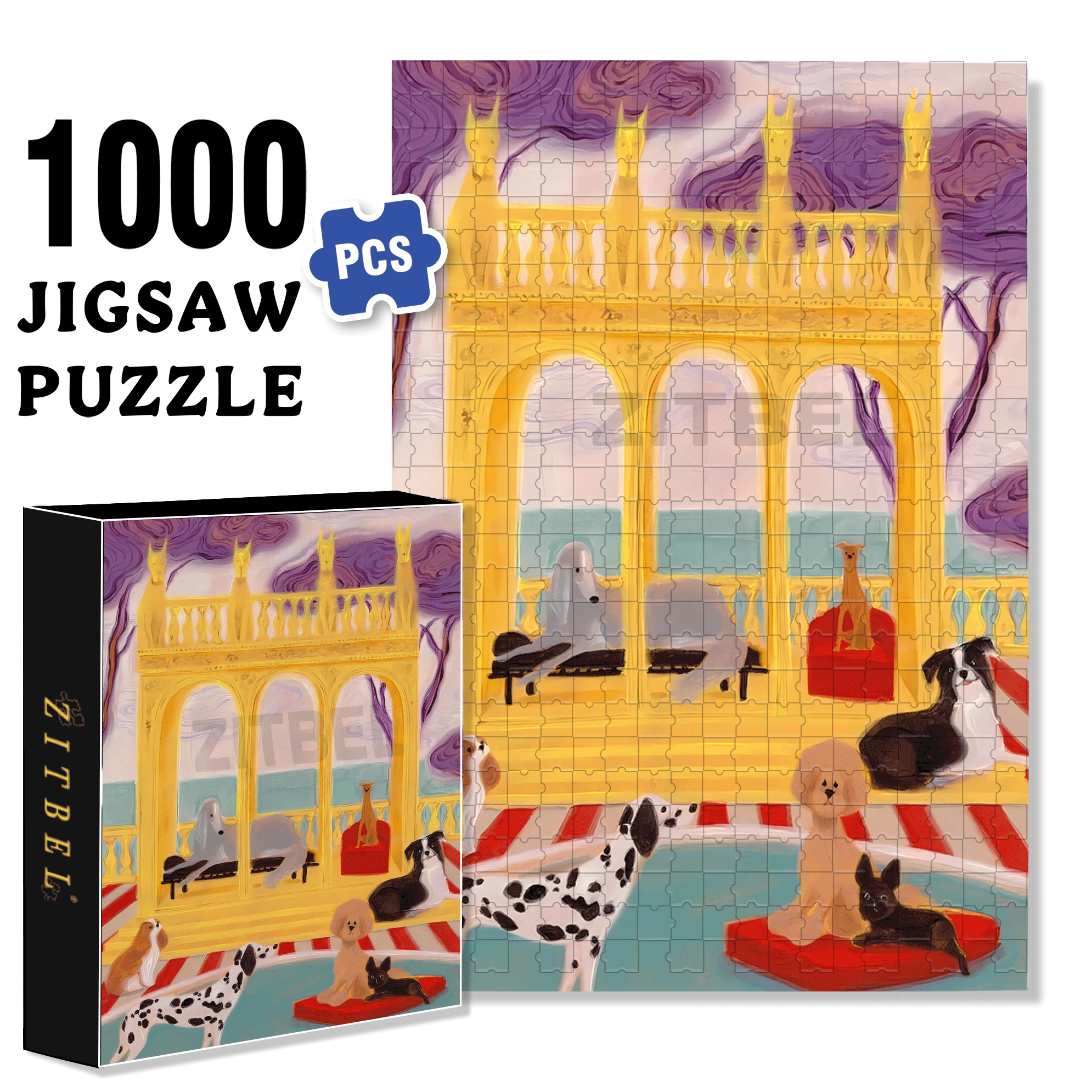 Pet Hotel 500pcs/1000pcs Jigsaw Puzzle, Scratch-Resistant, Interactive Family Game & Brain-Boosting DIY Decor, Perfect for Halloween, Christmas & New Year Gifts, Family Puzzle Game