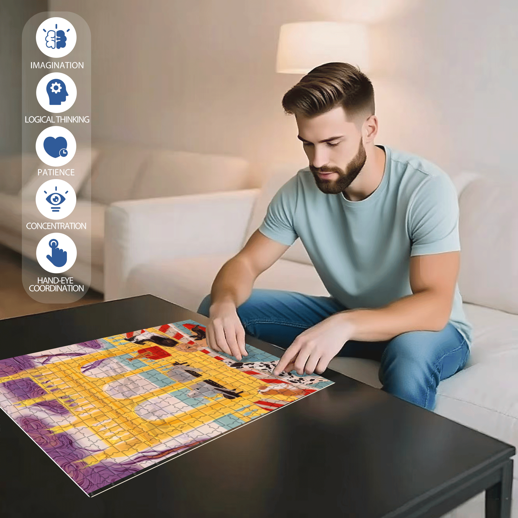 Pet Hotel 500pcs/1000pcs Jigsaw Puzzle, Scratch-Resistant, Interactive Family Game & Brain-Boosting DIY Decor, Perfect for Halloween, Christmas & New Year Gifts, Family Puzzle Game