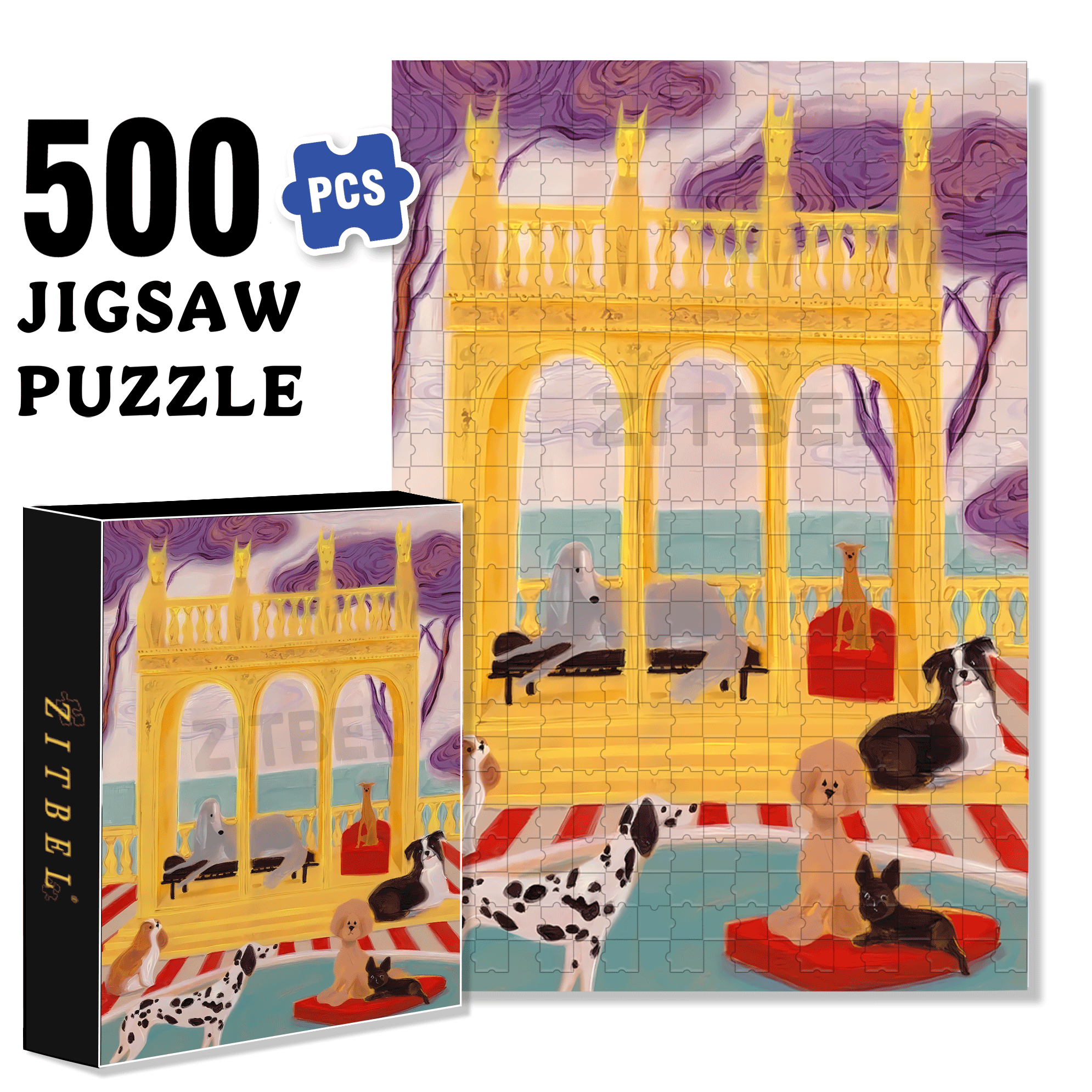 Pet Hotel 500pcs/1000pcs Jigsaw Puzzle, Scratch-Resistant, Interactive Family Game & Brain-Boosting DIY Decor, Perfect for Halloween, Christmas & New Year Gifts, Family Puzzle Game