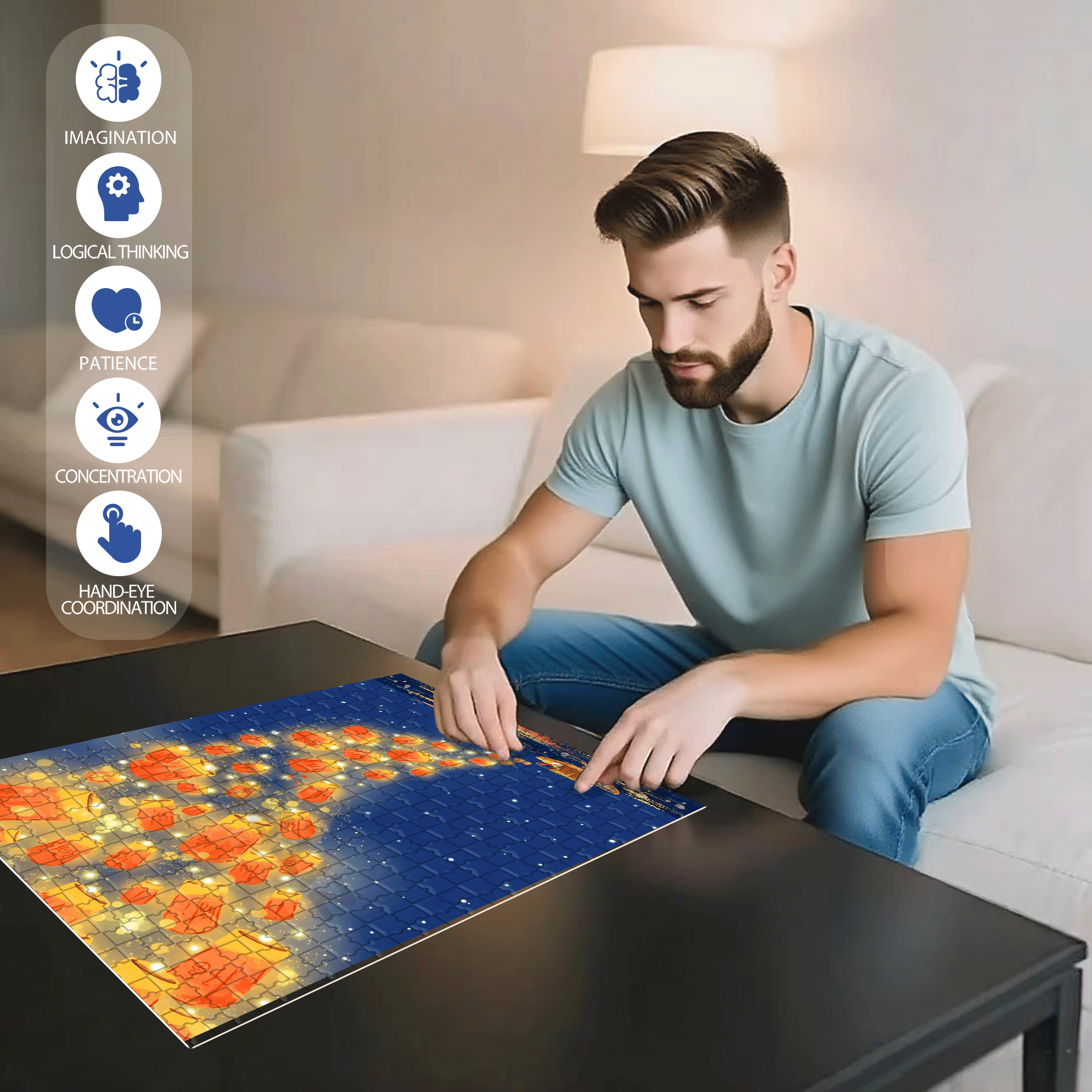Prayers And Blessings 500pcs/1000pcs Jigsaw Puzzle, Scratch-Resistant, Interactive Family Game & Brain-Boosting DIY Decor, Perfect for Halloween, Christmas & New Year Gifts, Family Puzzle Game