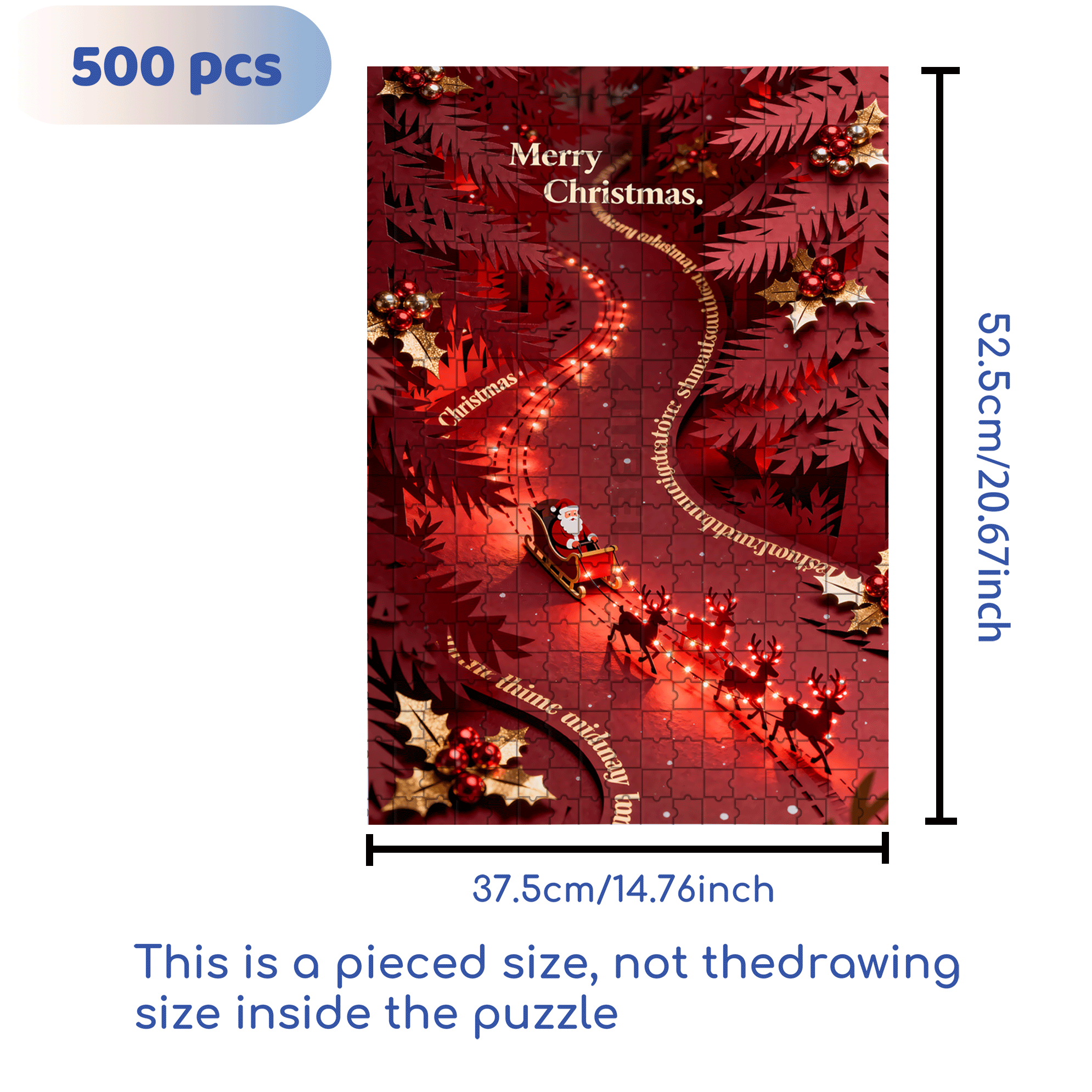 Red Style 500pcs/1000pcs Jigsaw Puzzle, Scratch-Resistant, Interactive Family Game & Brain-Boosting DIY Decor, Perfect for Halloween, Christmas & New Year Gifts, Family Puzzle Game