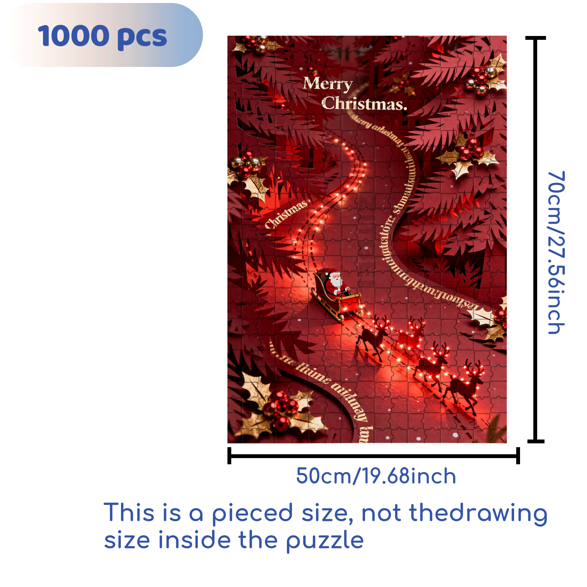 Red Style 500pcs/1000pcs Jigsaw Puzzle, Scratch-Resistant, Interactive Family Game & Brain-Boosting DIY Decor, Perfect for Halloween, Christmas & New Year Gifts, Family Puzzle Game