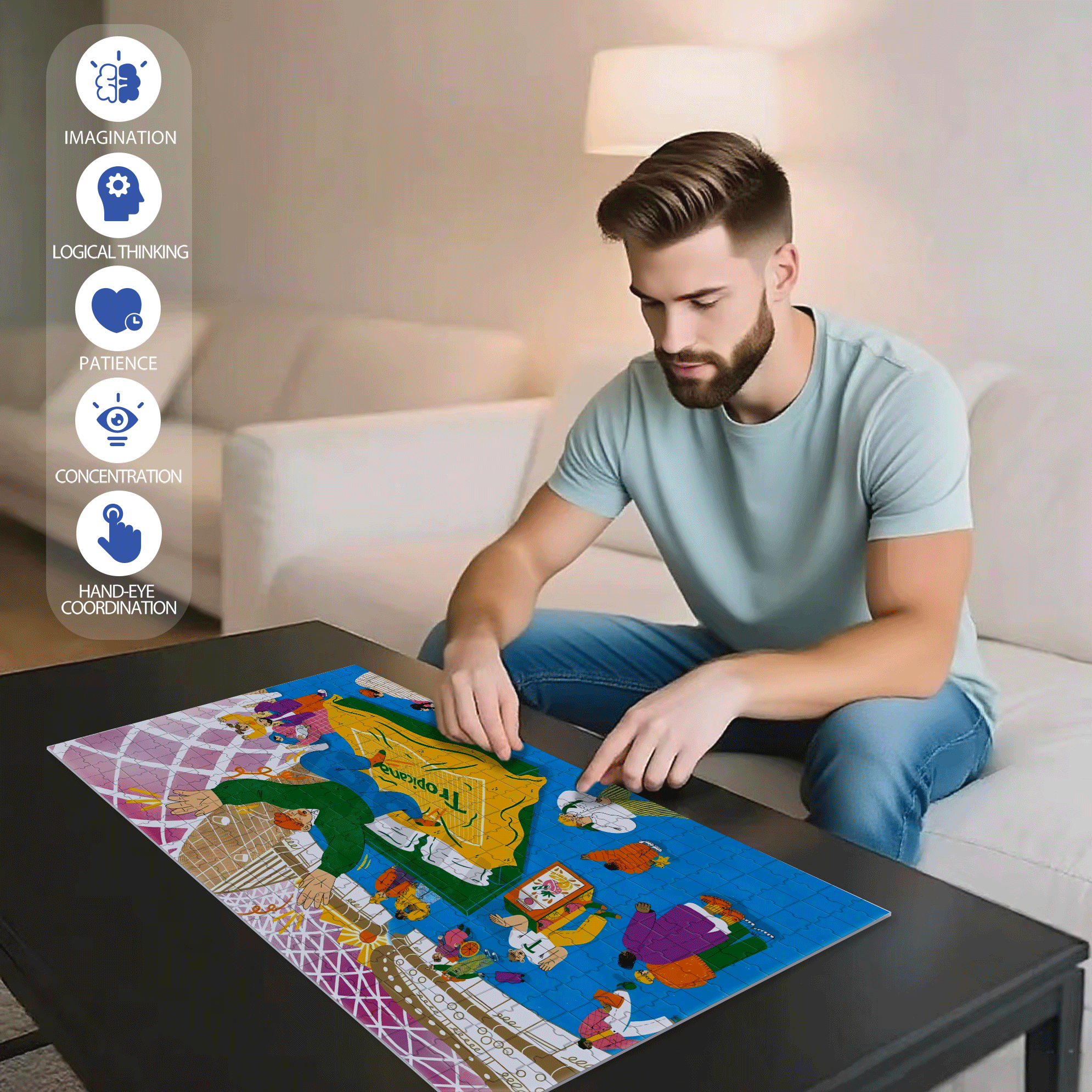 A Life Full Of Ups And Downs 500pcs/1000pcs Jigsaw Puzzle, Scratch-Resistant, Interactive Family Game & Brain-Boosting DIY Decor, Perfect for Halloween, Christmas & New Year Gifts, Family Puzzle Game