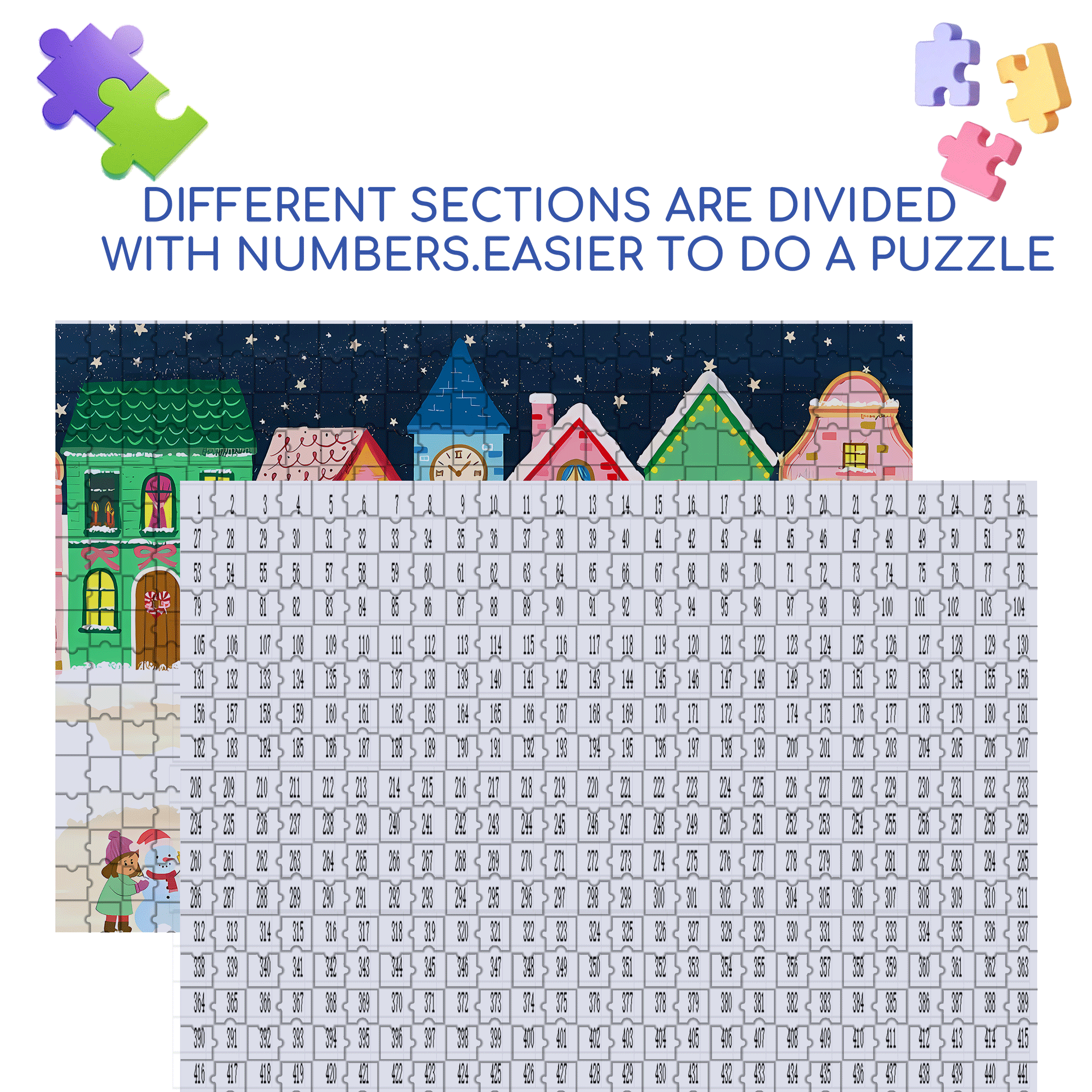 A Wonderful Christmas Night 500pcs/1000pcs Jigsaw Puzzle, Scratch-Resistant, Interactive Family Game & Brain-Boosting DIY Decor, Perfect for Halloween, Christmas & New Year Gifts, Family Puzzle Game