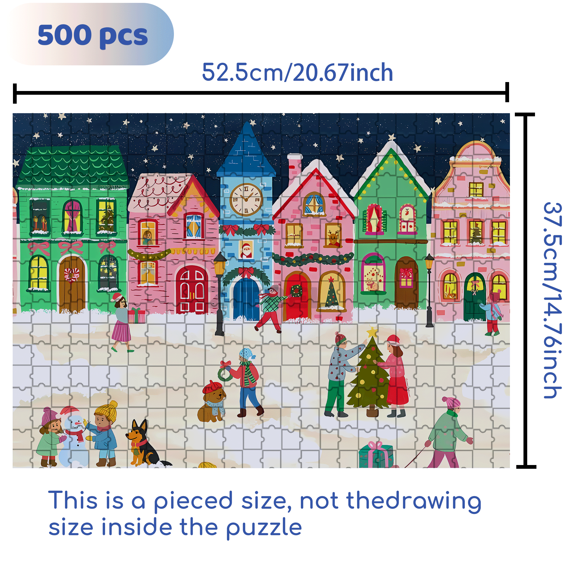 A Wonderful Christmas Night 500pcs/1000pcs Jigsaw Puzzle, Scratch-Resistant, Interactive Family Game & Brain-Boosting DIY Decor, Perfect for Halloween, Christmas & New Year Gifts, Family Puzzle Game