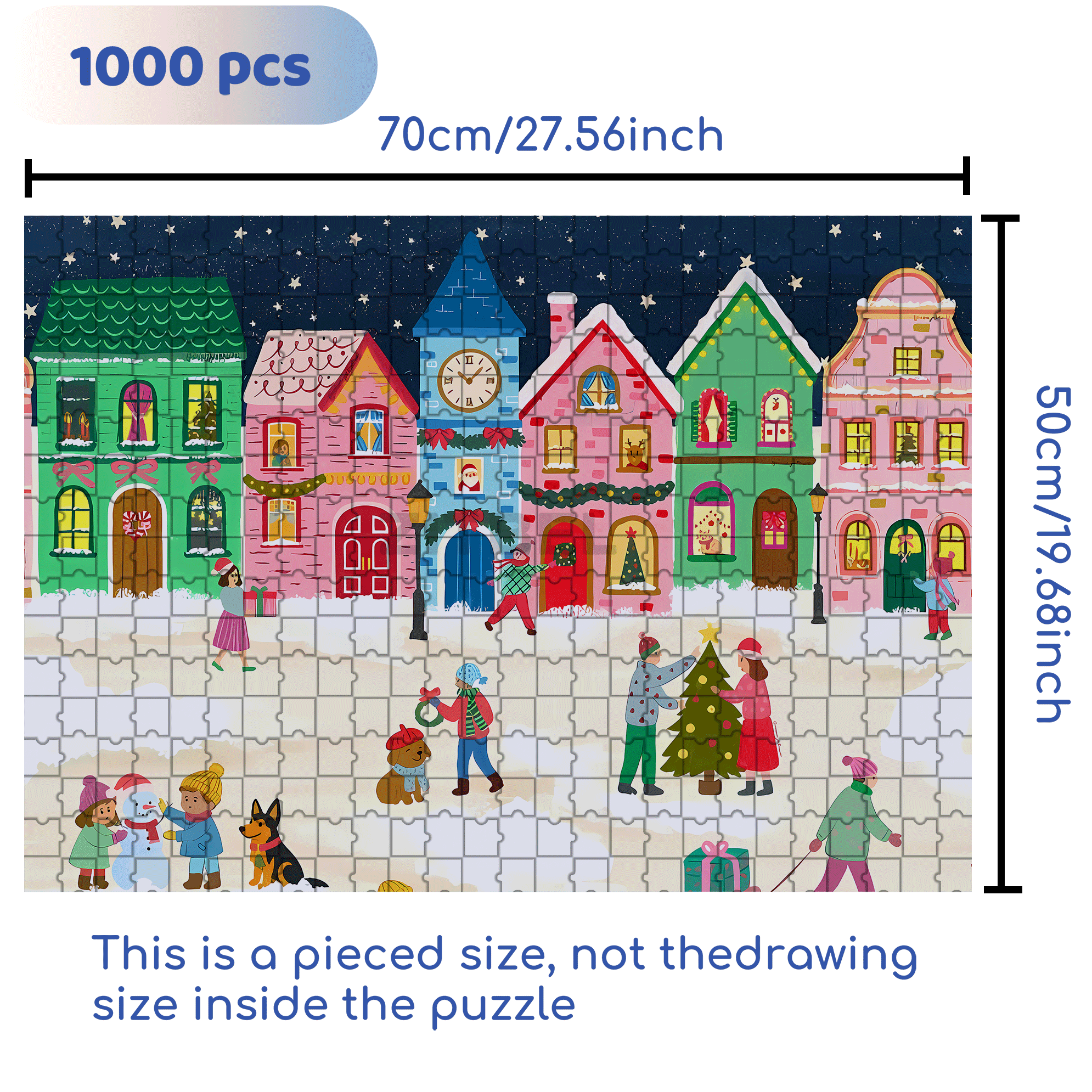 A Wonderful Christmas Night 500pcs/1000pcs Jigsaw Puzzle, Scratch-Resistant, Interactive Family Game & Brain-Boosting DIY Decor, Perfect for Halloween, Christmas & New Year Gifts, Family Puzzle Game