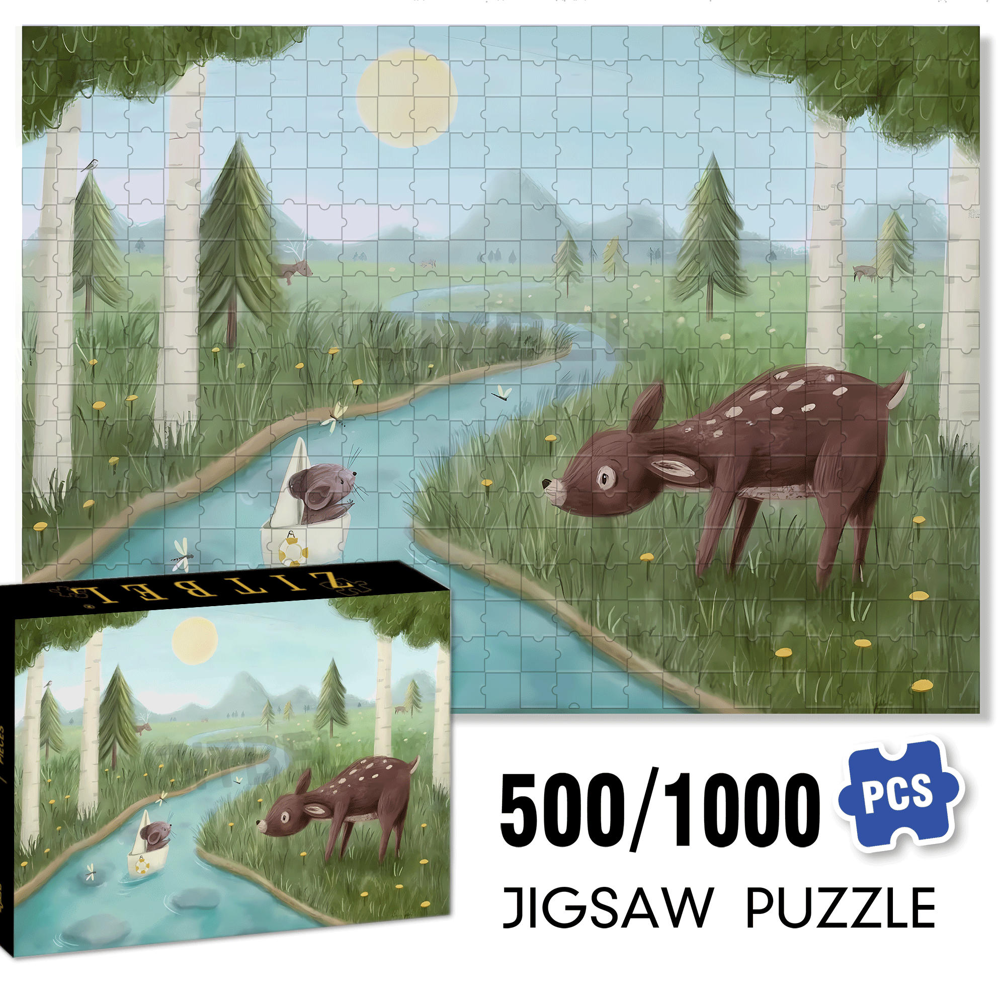 Adventures In The Forest 5 500pcs/1000pcs Jigsaw Puzzle, Scratch-Resistant, Interactive Family Game & Brain-Boosting DIY Decor, Perfect for Halloween, Christmas & New Year Gifts, Family Puzzle Game