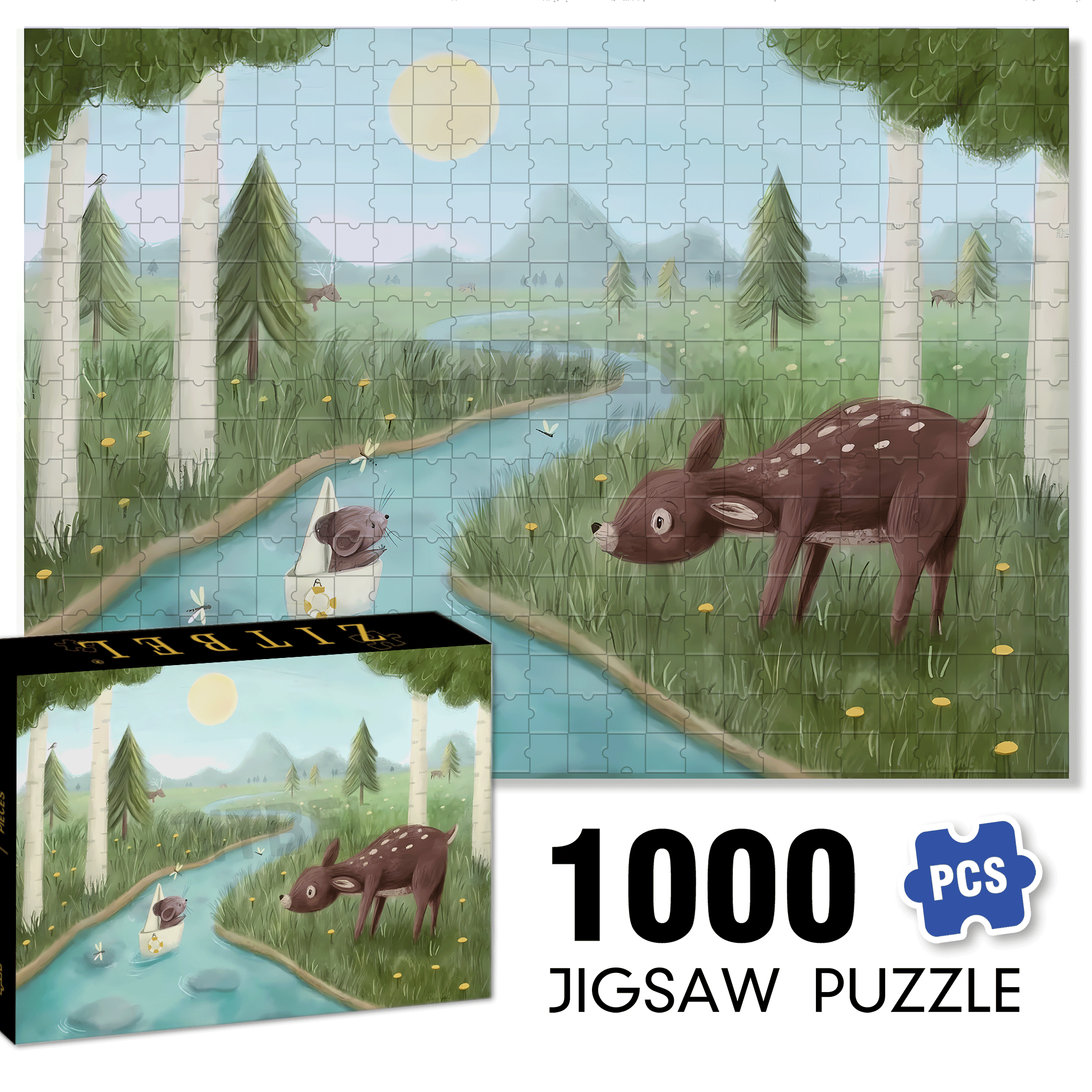 Adventures In The Forest 5 500pcs/1000pcs Jigsaw Puzzle, Scratch-Resistant, Interactive Family Game & Brain-Boosting DIY Decor, Perfect for Halloween, Christmas & New Year Gifts, Family Puzzle Game