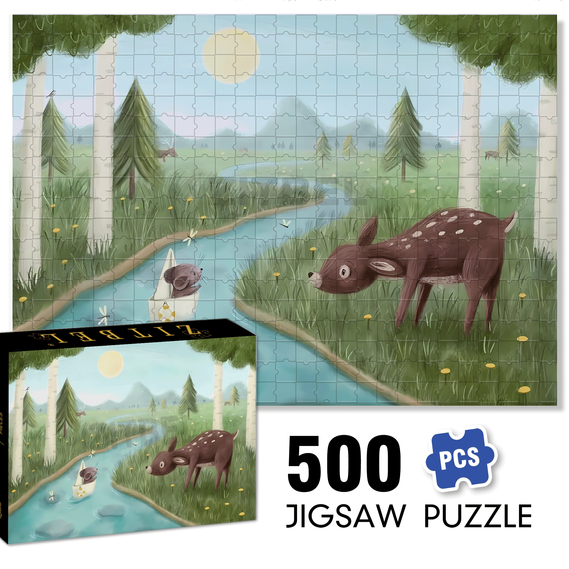 Adventures In The Forest 5 500pcs/1000pcs Jigsaw Puzzle, Scratch-Resistant, Interactive Family Game & Brain-Boosting DIY Decor, Perfect for Halloween, Christmas & New Year Gifts, Family Puzzle Game