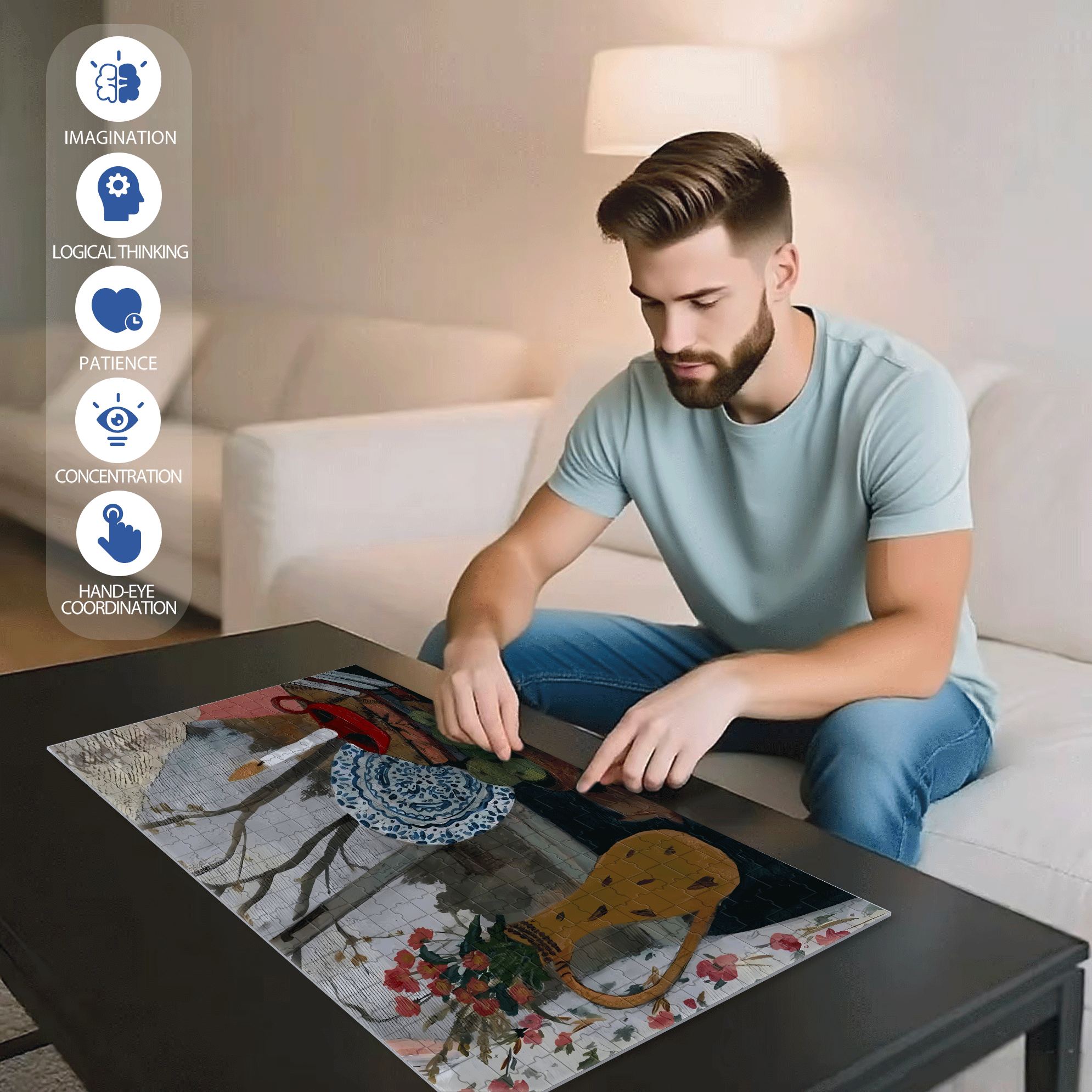 Autumn's Sentiments 500pcs/1000pcs Jigsaw Puzzle, Scratch-Resistant, Interactive Family Game & Brain-Boosting DIY Decor, Perfect for Halloween, Christmas & New Year Gifts, Family Puzzle Game