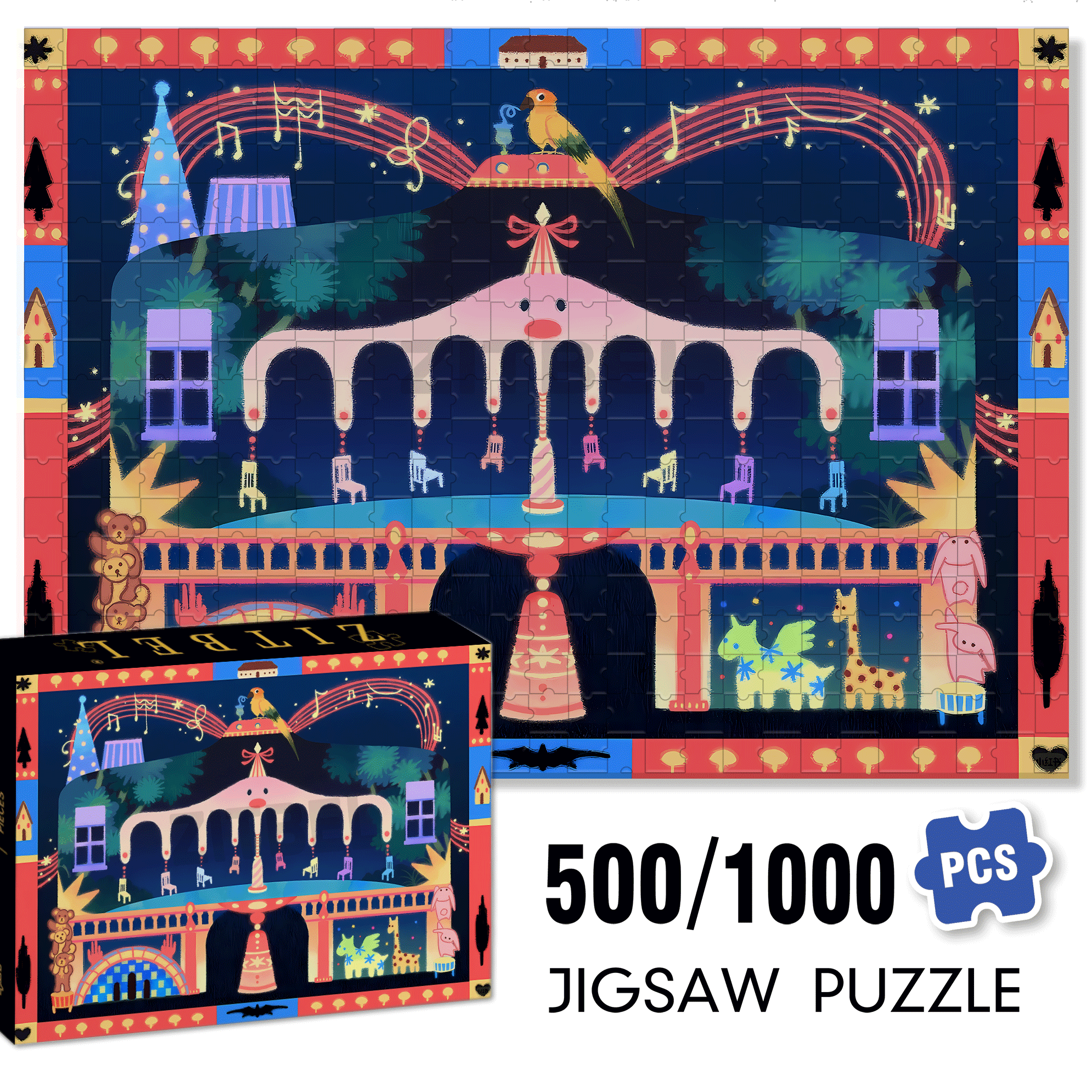 Back To The Past 500pcs/1000pcs Jigsaw Puzzle, Scratch-Resistant, Interactive Family Game & Brain-Boosting DIY Decor, Perfect for Halloween, Christmas & New Year Gifts, Family Puzzle Game