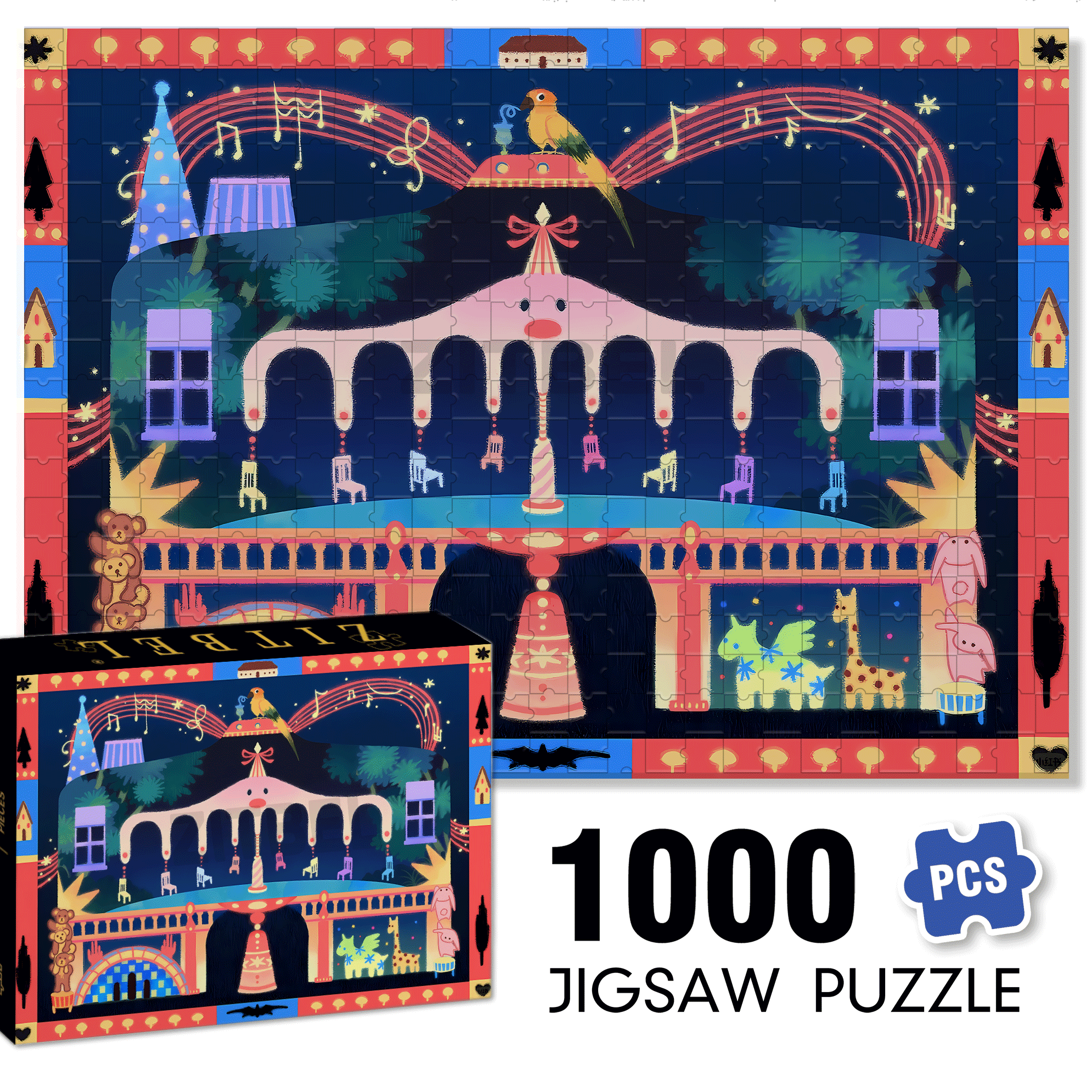 Back To The Past 500pcs/1000pcs Jigsaw Puzzle, Scratch-Resistant, Interactive Family Game & Brain-Boosting DIY Decor, Perfect for Halloween, Christmas & New Year Gifts, Family Puzzle Game