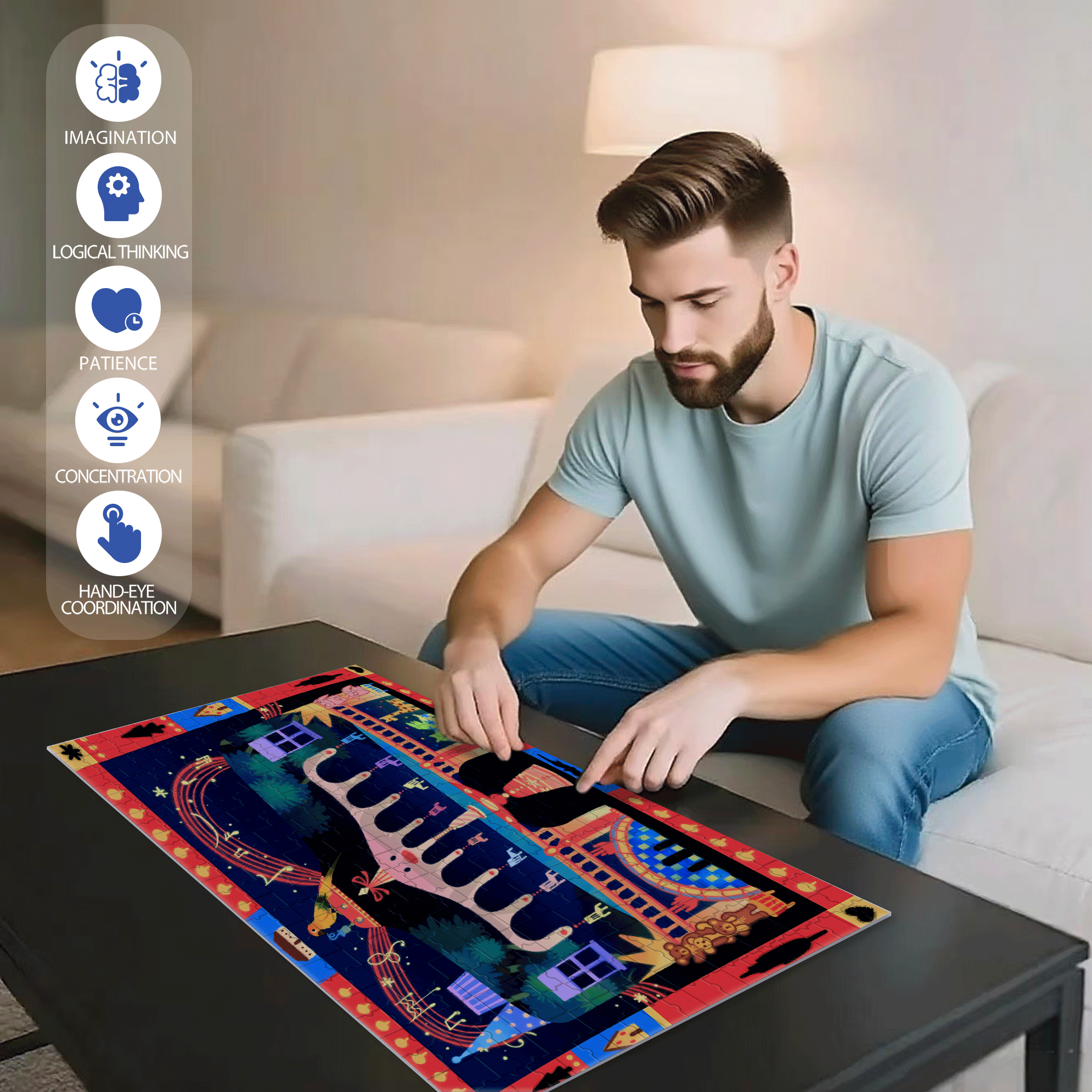 Back To The Past 500pcs/1000pcs Jigsaw Puzzle, Scratch-Resistant, Interactive Family Game & Brain-Boosting DIY Decor, Perfect for Halloween, Christmas & New Year Gifts, Family Puzzle Game
