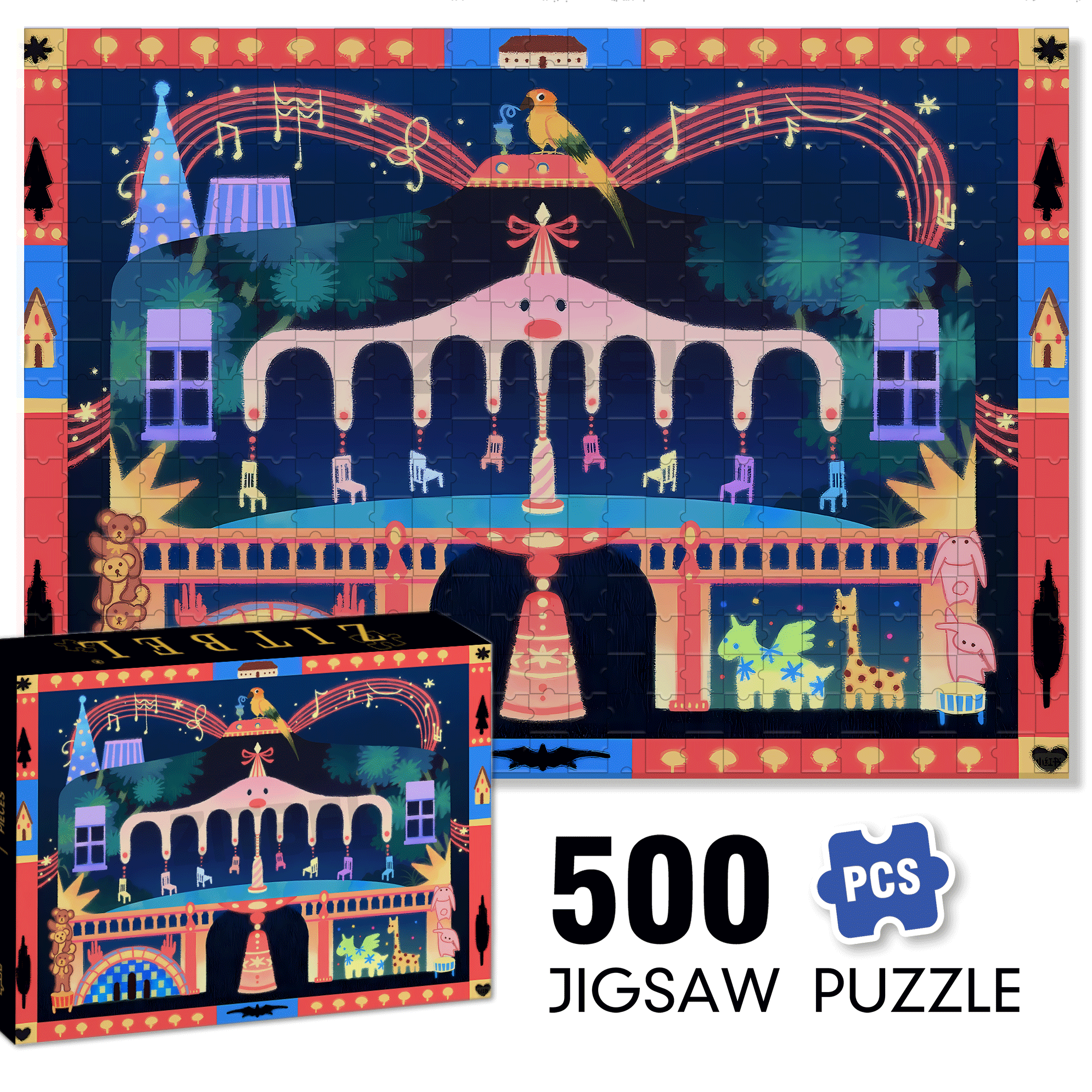 Back To The Past 500pcs/1000pcs Jigsaw Puzzle, Scratch-Resistant, Interactive Family Game & Brain-Boosting DIY Decor, Perfect for Halloween, Christmas & New Year Gifts, Family Puzzle Game