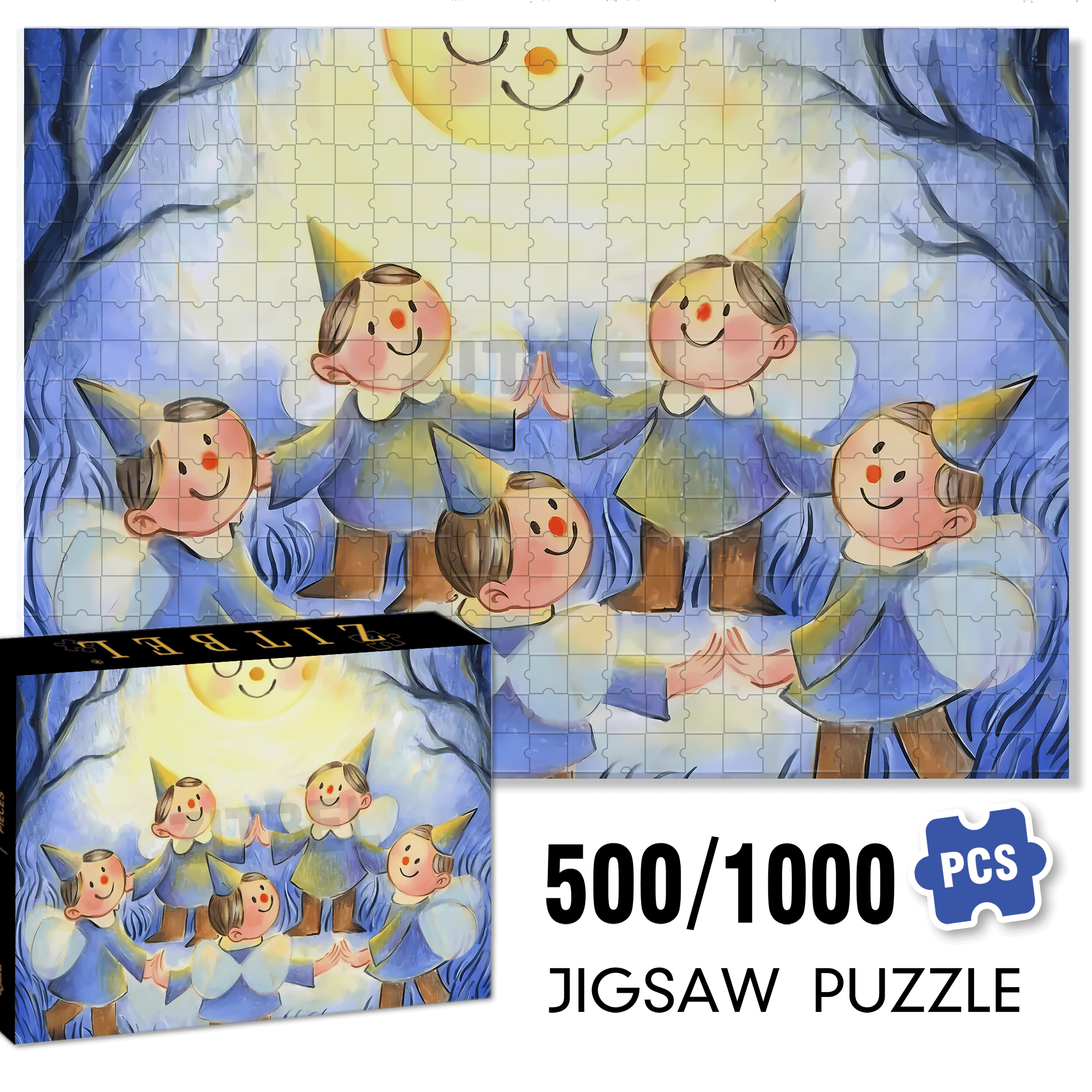 Blossoming In Joy 4 500pcs/1000pcs Jigsaw Puzzle, Scratch-Resistant, Interactive Family Game & Brain-Boosting DIY Decor, Perfect for Halloween, Christmas & New Year Gifts, Family Puzzle Game