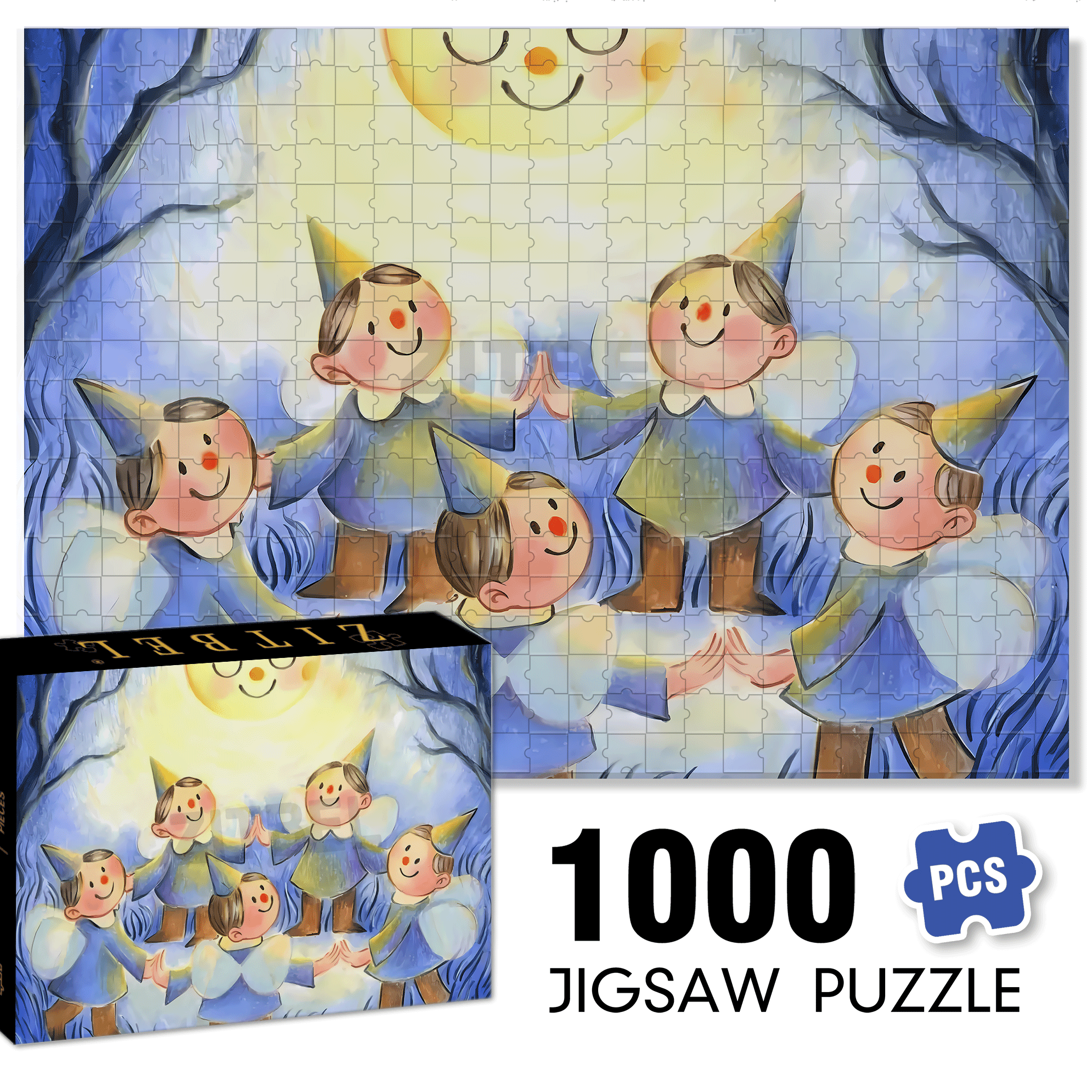 Blossoming In Joy 4 500pcs/1000pcs Jigsaw Puzzle, Scratch-Resistant, Interactive Family Game & Brain-Boosting DIY Decor, Perfect for Halloween, Christmas & New Year Gifts, Family Puzzle Game