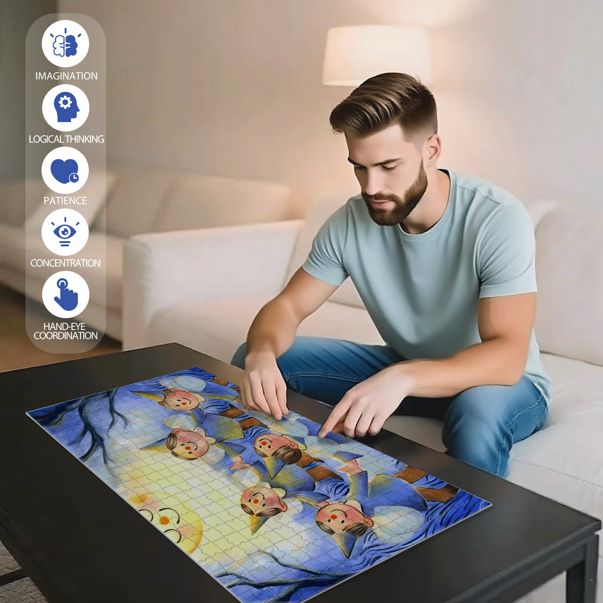 Blossoming In Joy 4 500pcs/1000pcs Jigsaw Puzzle, Scratch-Resistant, Interactive Family Game & Brain-Boosting DIY Decor, Perfect for Halloween, Christmas & New Year Gifts, Family Puzzle Game