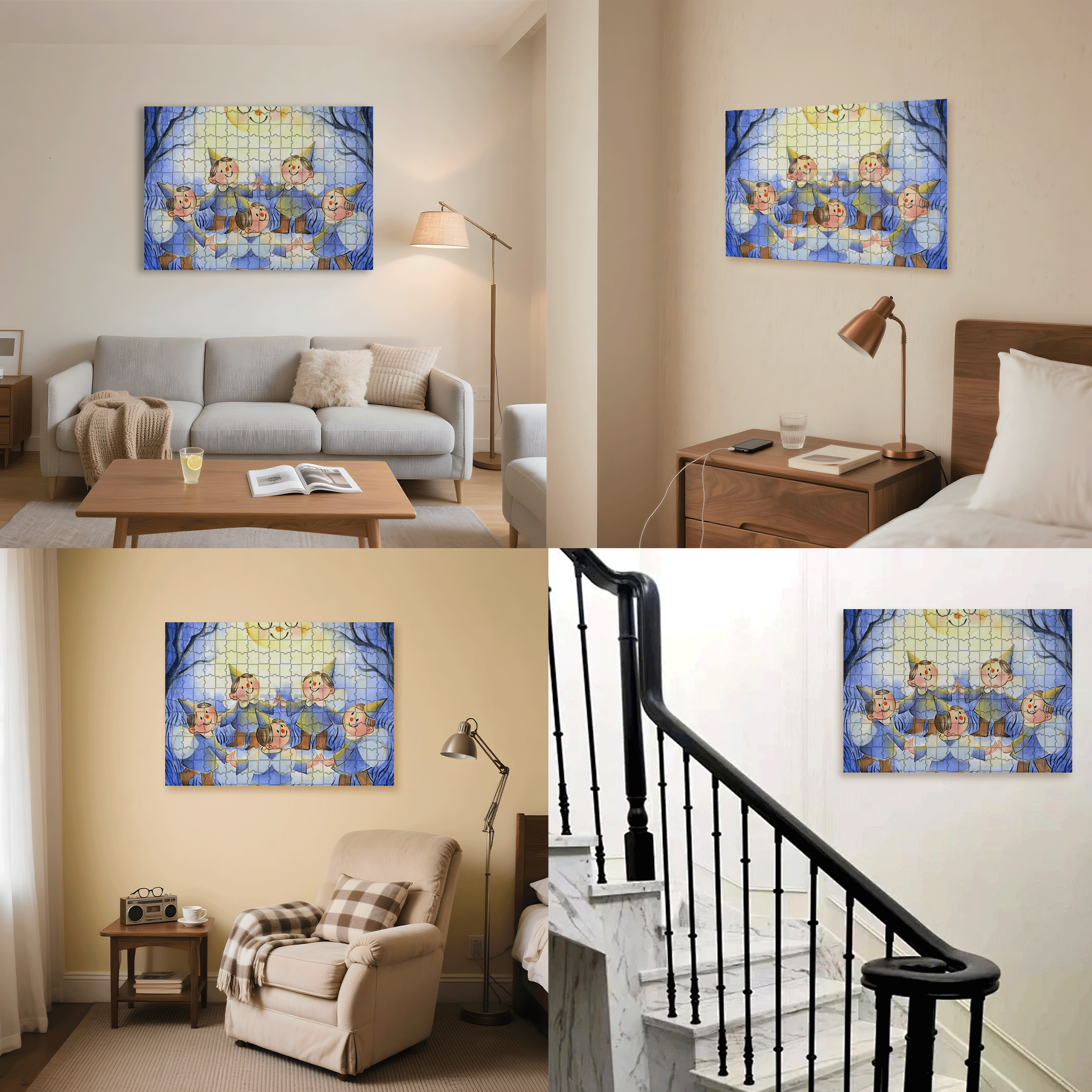 Blossoming In Joy 4 500pcs/1000pcs Jigsaw Puzzle, Scratch-Resistant, Interactive Family Game & Brain-Boosting DIY Decor, Perfect for Halloween, Christmas & New Year Gifts, Family Puzzle Game