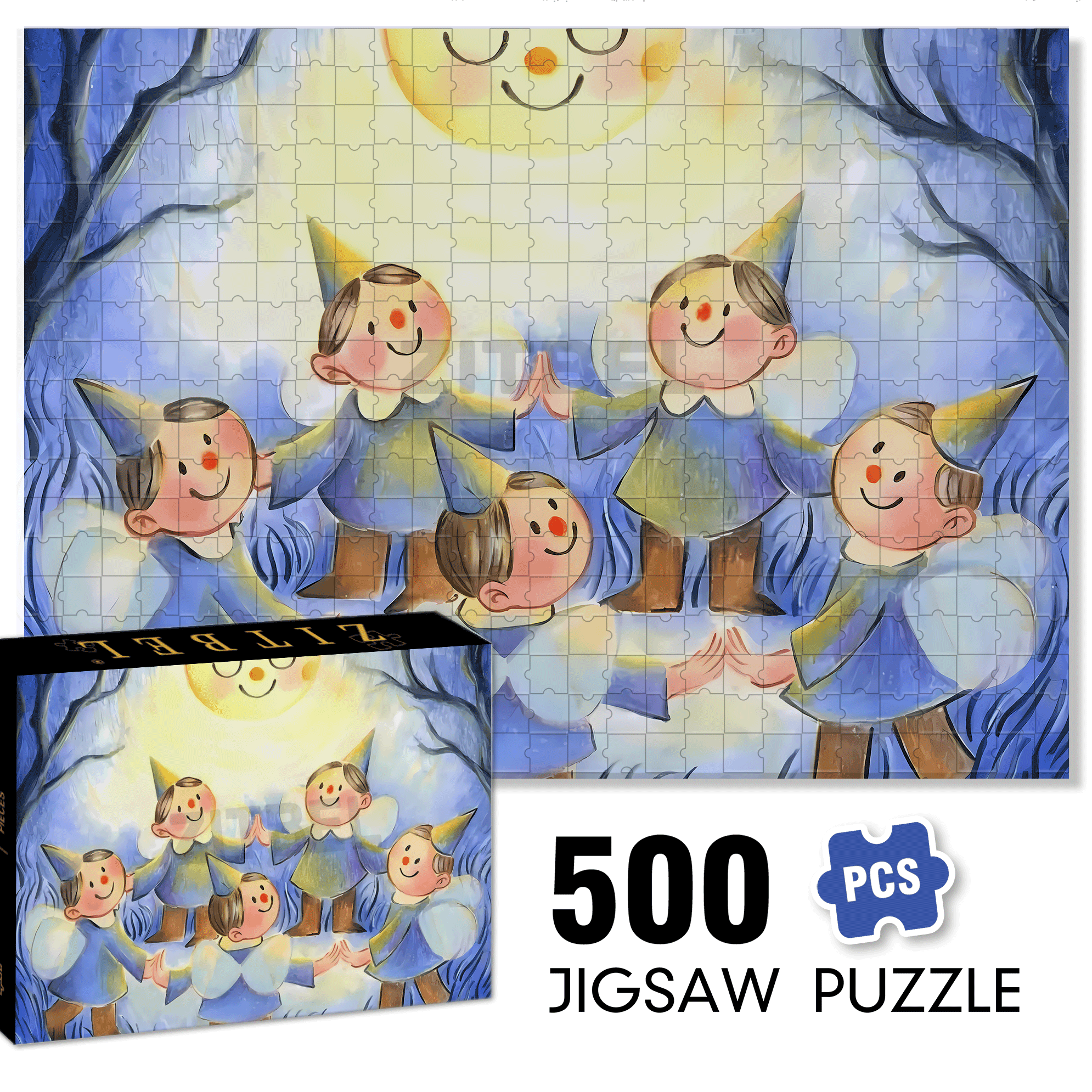 Blossoming In Joy 4 500pcs/1000pcs Jigsaw Puzzle, Scratch-Resistant, Interactive Family Game & Brain-Boosting DIY Decor, Perfect for Halloween, Christmas & New Year Gifts, Family Puzzle Game