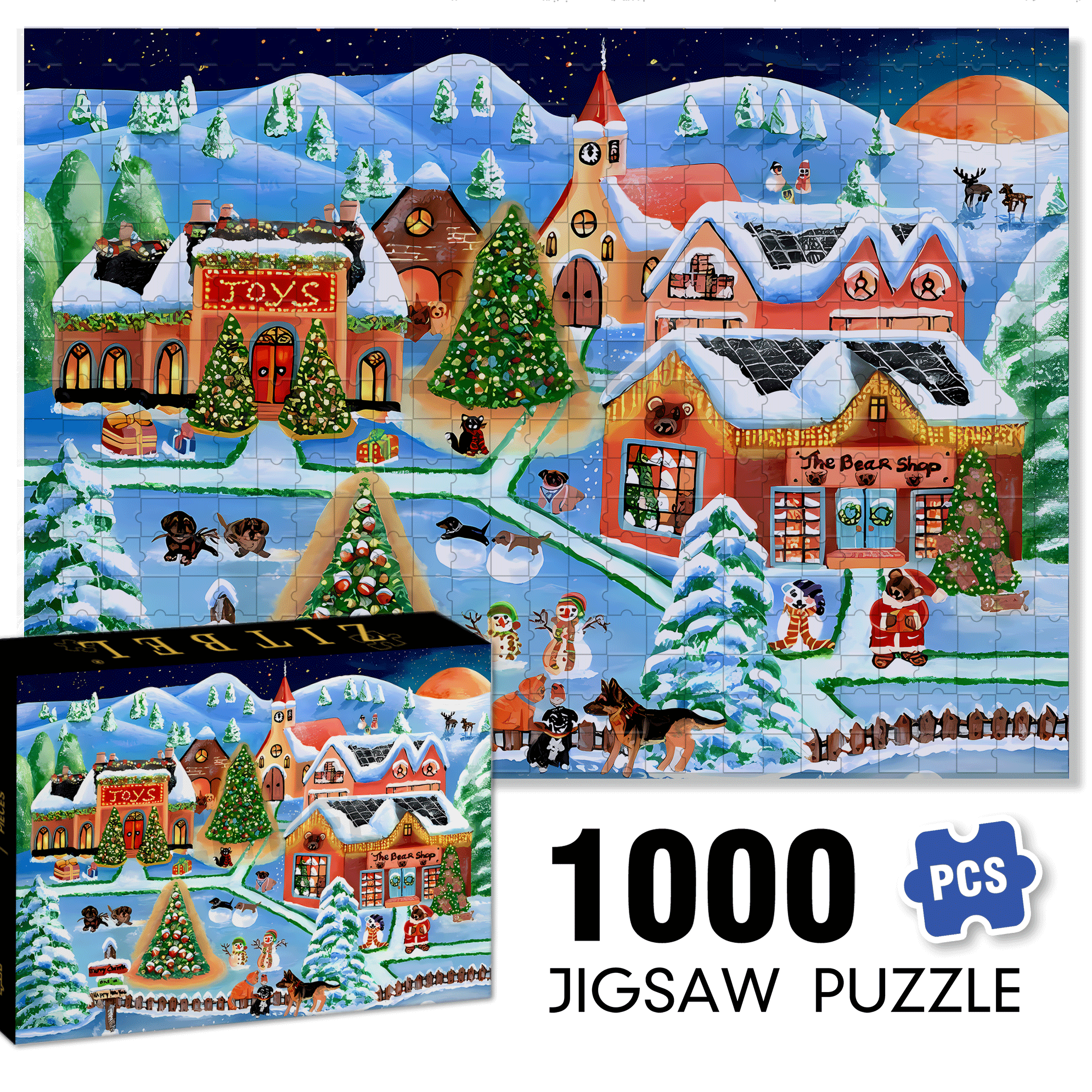 Christmas Pets 500pcs/1000pcs Jigsaw Puzzle, Scratch-Resistant, Interactive Family Game & Brain-Boosting DIY Decor, Perfect for Halloween, Christmas & New Year Gifts, Family Puzzle Game