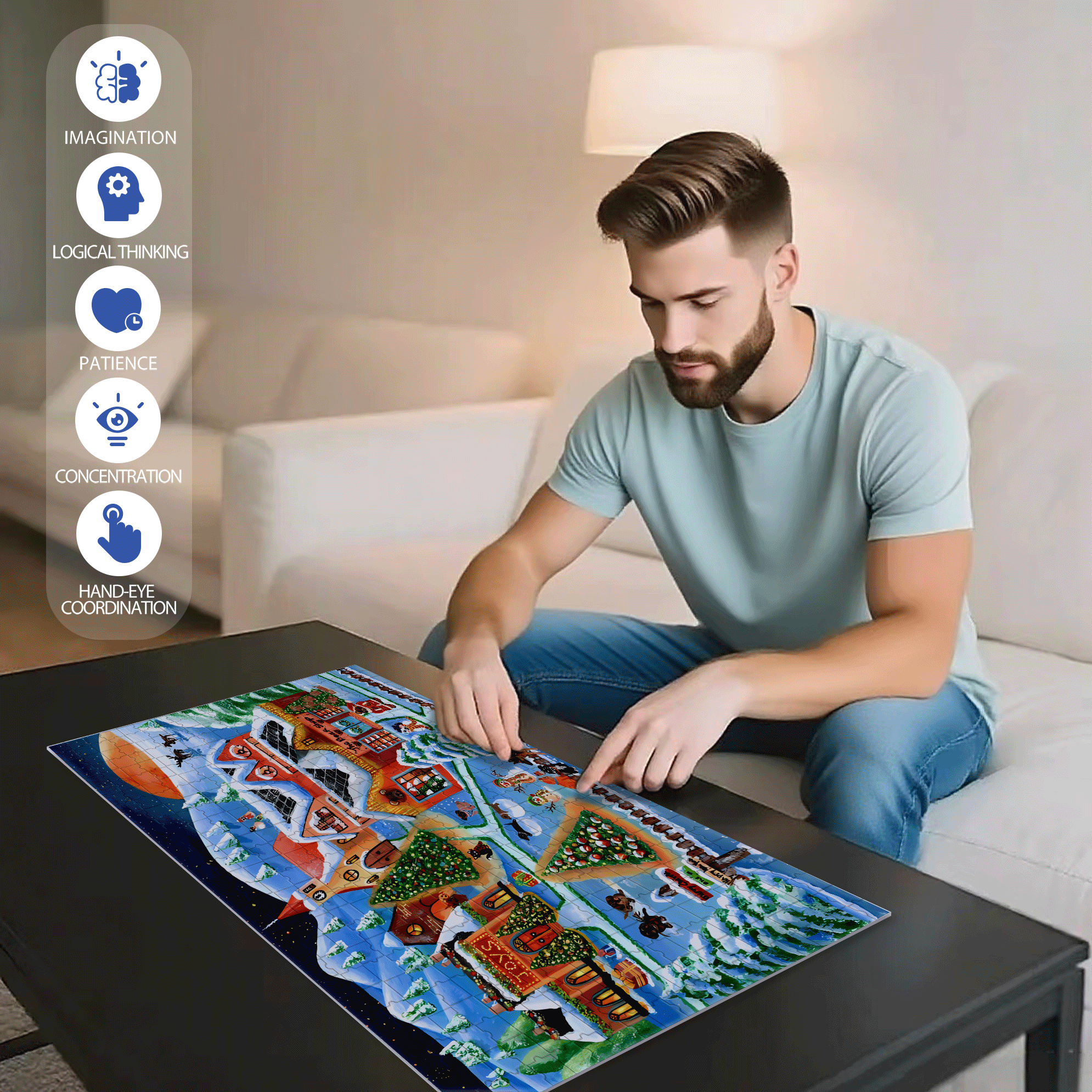 Christmas Pets 500pcs/1000pcs Jigsaw Puzzle, Scratch-Resistant, Interactive Family Game & Brain-Boosting DIY Decor, Perfect for Halloween, Christmas & New Year Gifts, Family Puzzle Game