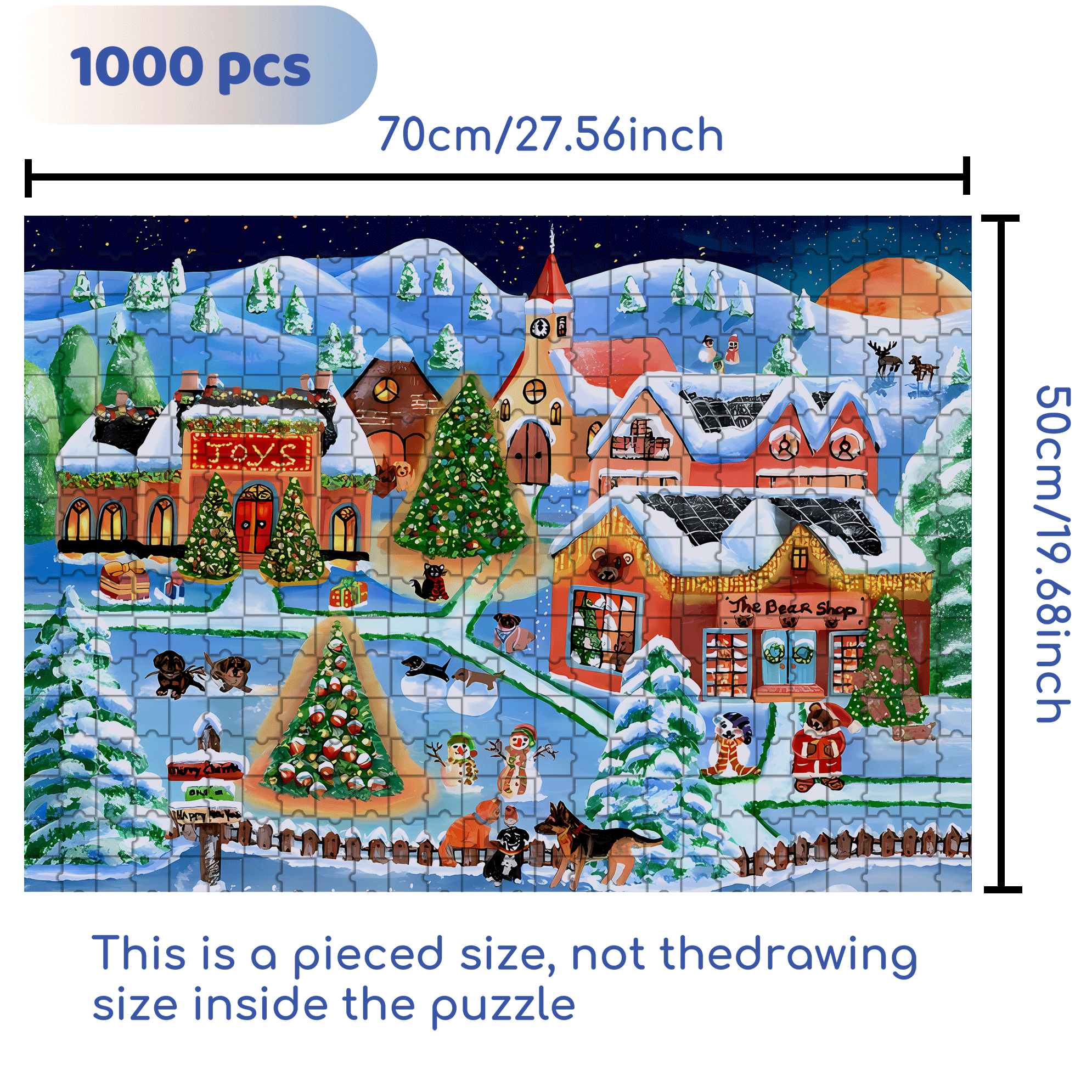 Christmas Pets 500pcs/1000pcs Jigsaw Puzzle, Scratch-Resistant, Interactive Family Game & Brain-Boosting DIY Decor, Perfect for Halloween, Christmas & New Year Gifts, Family Puzzle Game
