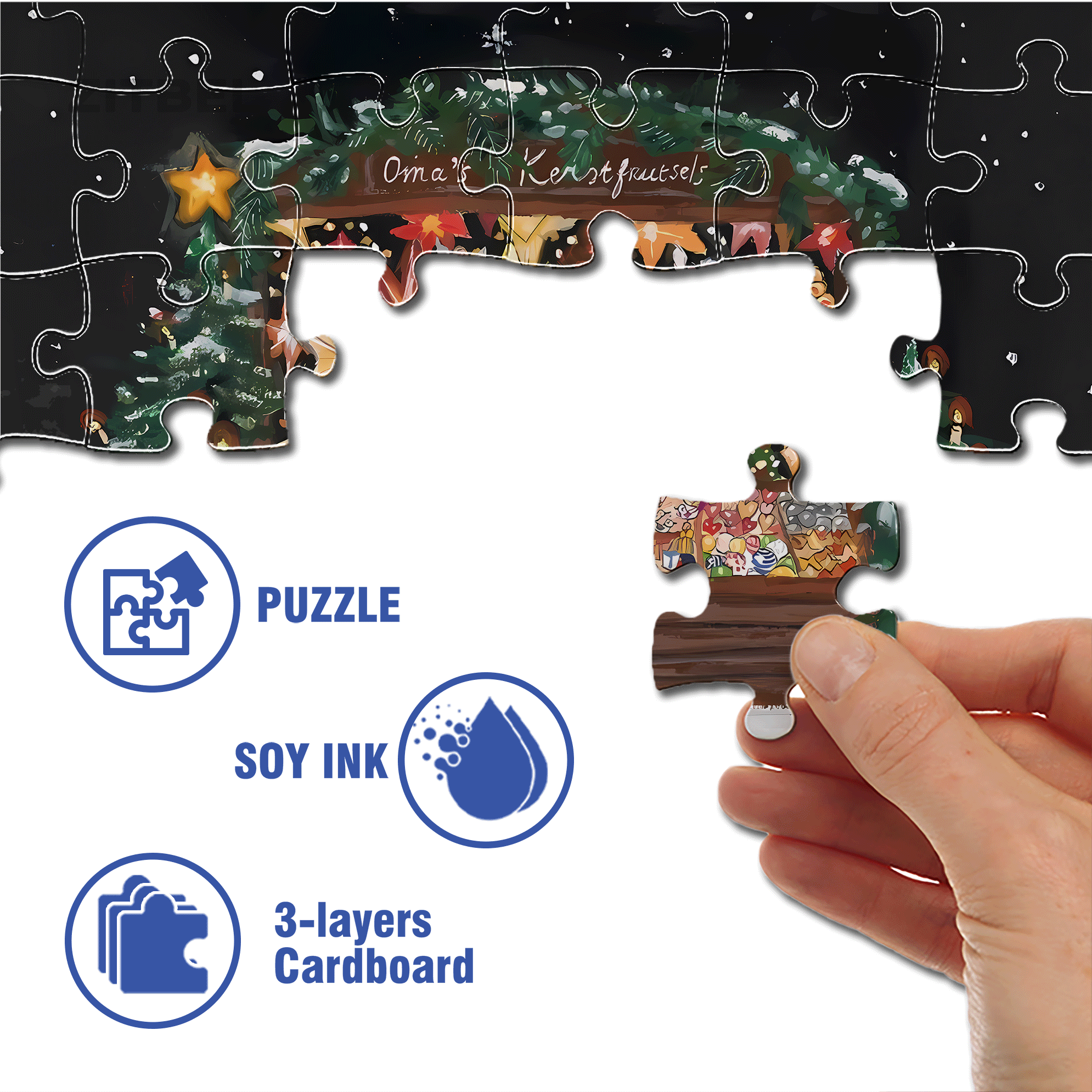 Christmas Stalls 500pcs/1000pcs Jigsaw Puzzle, Scratch-Resistant, Interactive Family Game & Brain-Boosting DIY Decor, Perfect for Halloween, Christmas & New Year Gifts, Family Puzzle Game