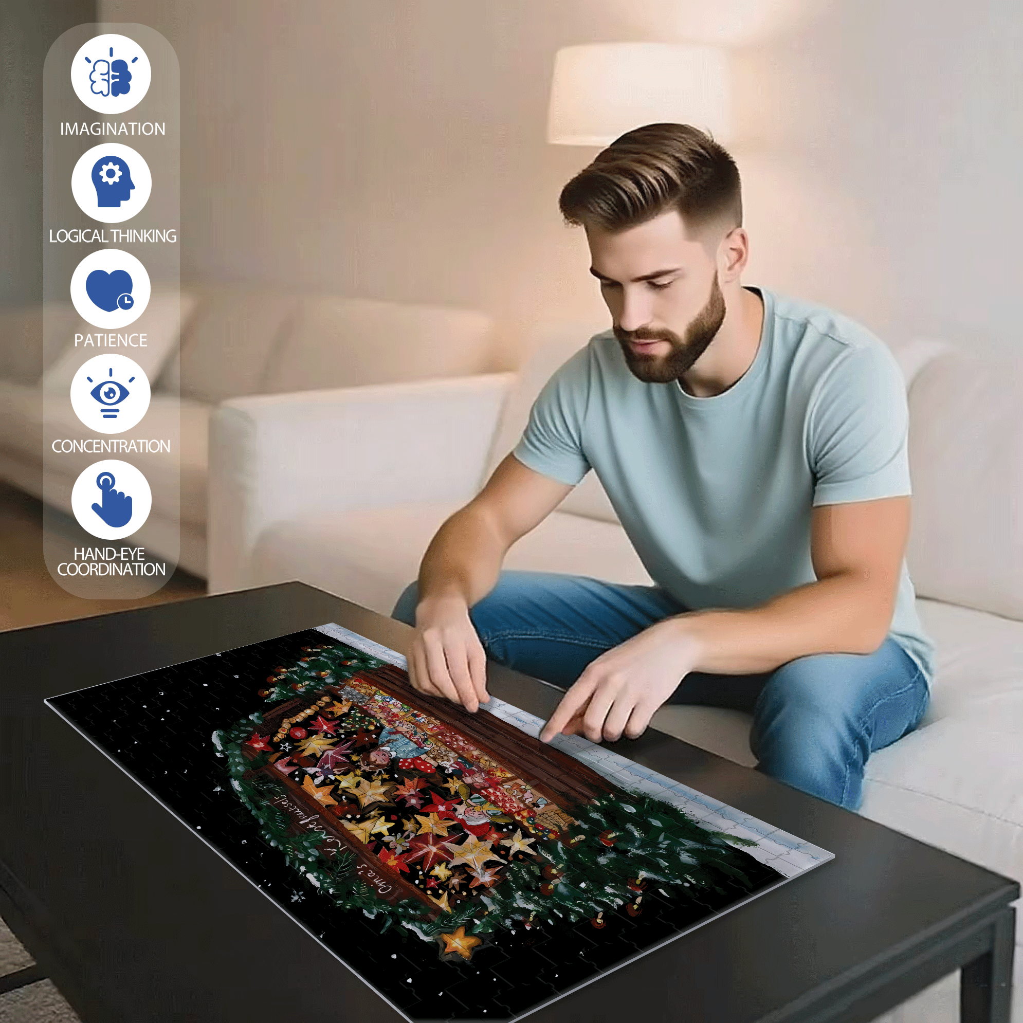 Christmas Stalls 500pcs/1000pcs Jigsaw Puzzle, Scratch-Resistant, Interactive Family Game & Brain-Boosting DIY Decor, Perfect for Halloween, Christmas & New Year Gifts, Family Puzzle Game
