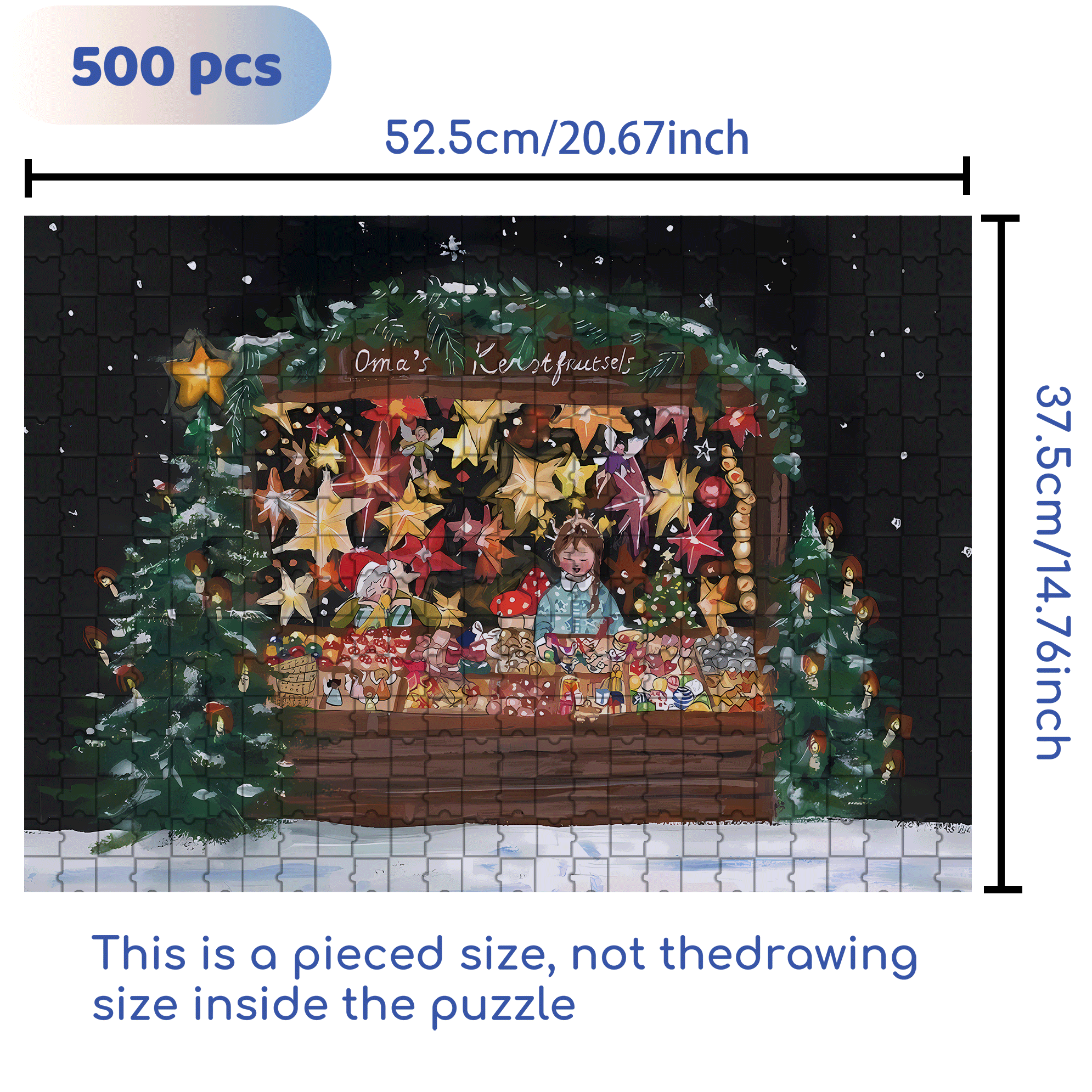 Christmas Stalls 500pcs/1000pcs Jigsaw Puzzle, Scratch-Resistant, Interactive Family Game & Brain-Boosting DIY Decor, Perfect for Halloween, Christmas & New Year Gifts, Family Puzzle Game